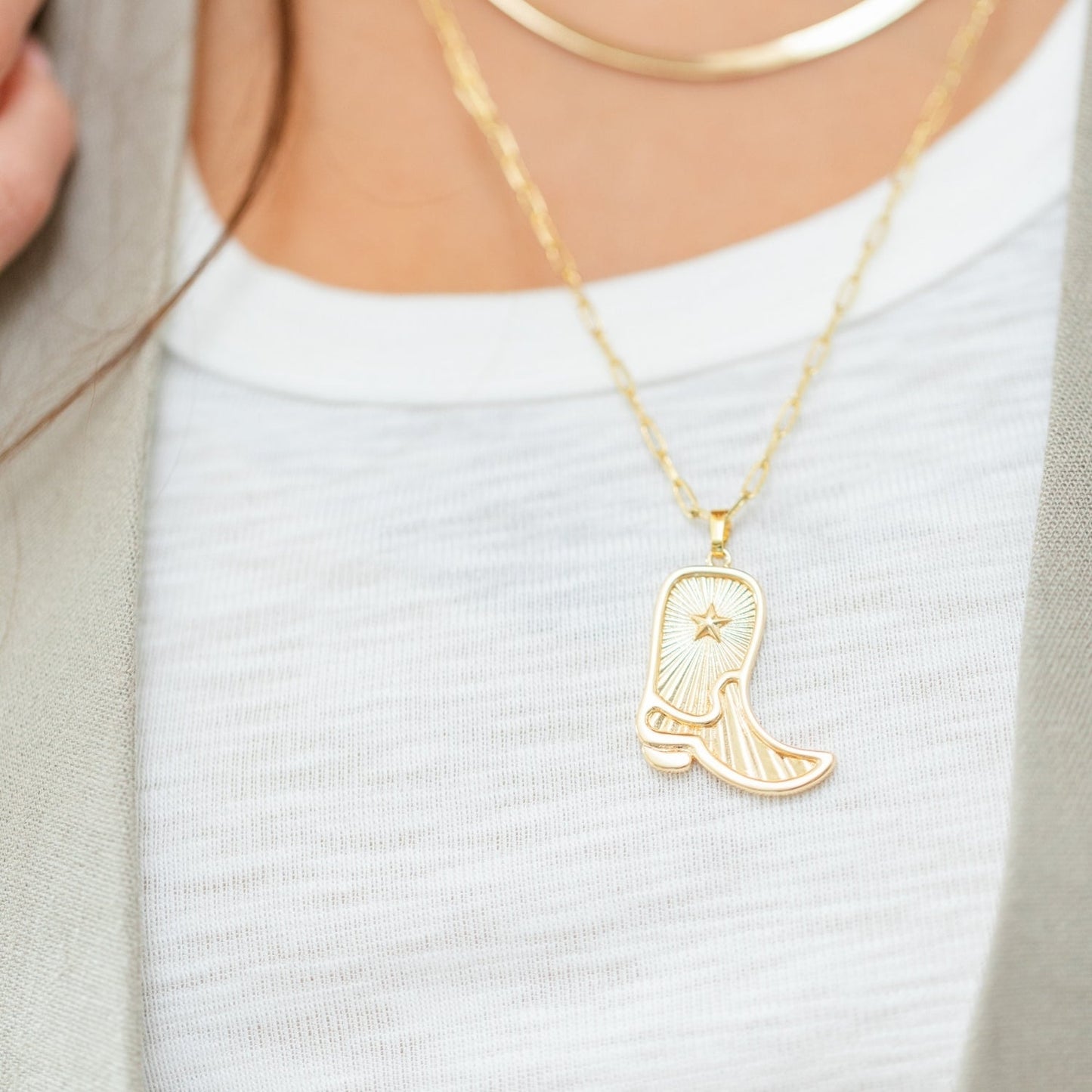Feeling Country, Cowgirl Boot Pendant Necklace