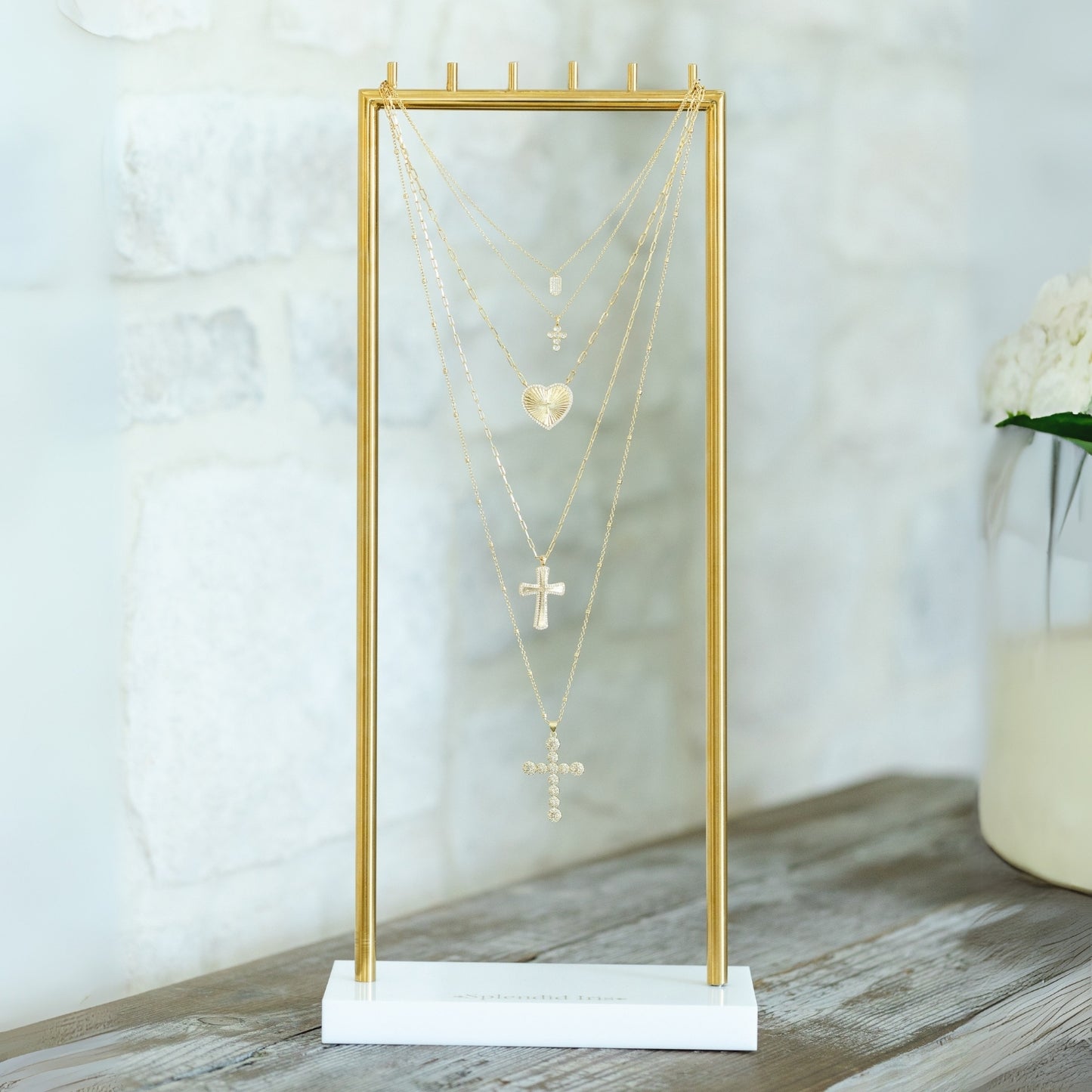 Large Pavé Accented Cross on Paperclip Chain