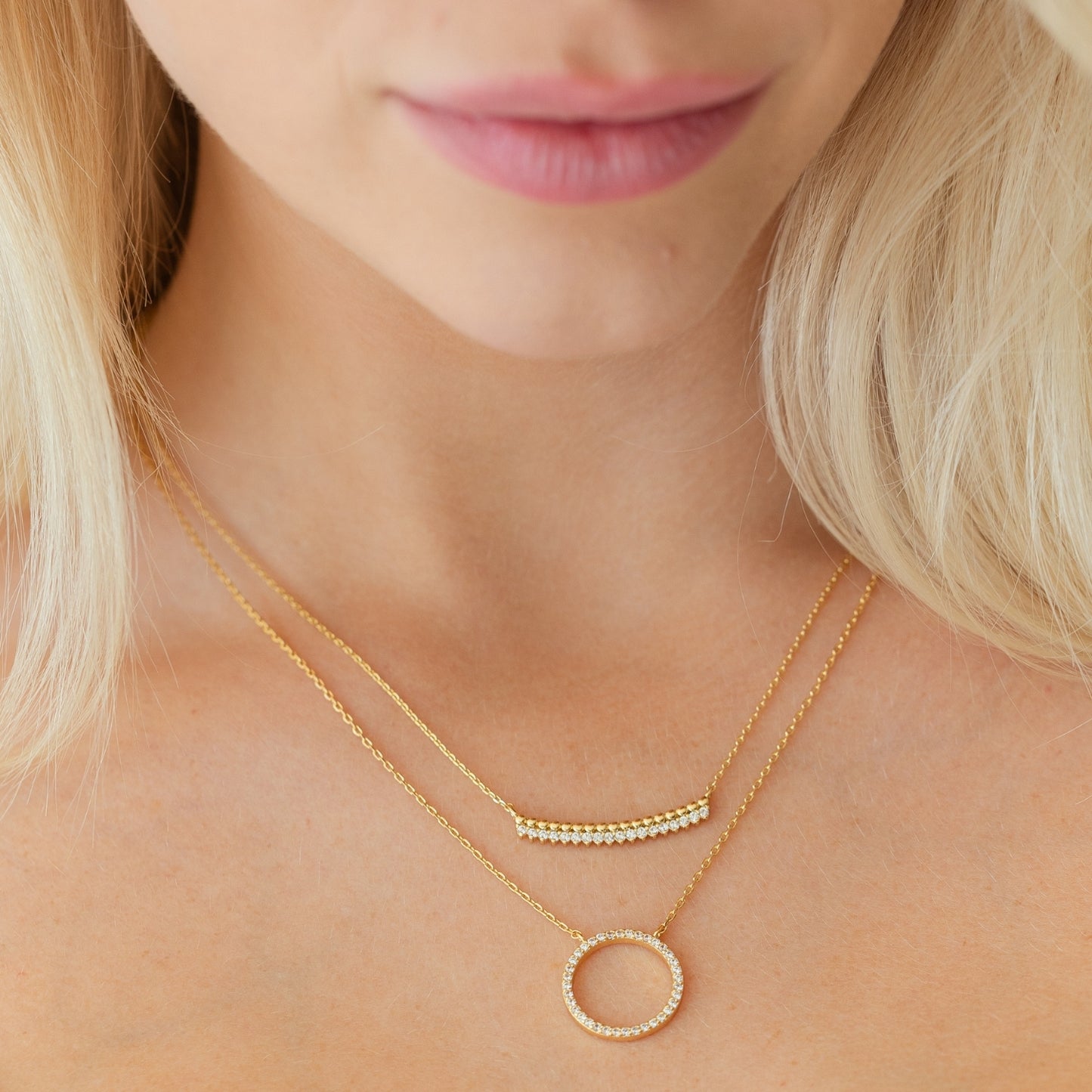 Dot and CZ Pendant Necklace