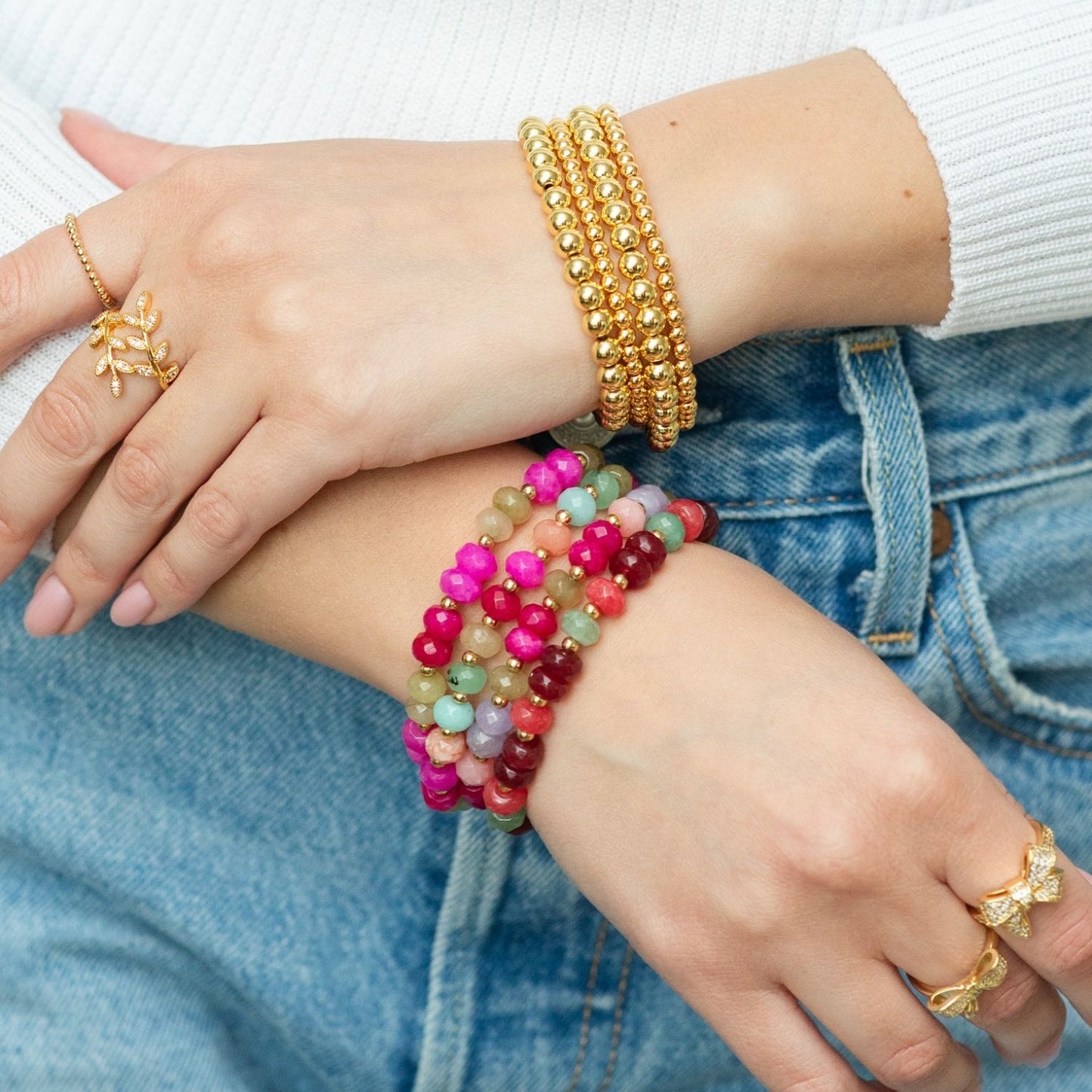 Set/12 4mm Bead Stretch Bracelets