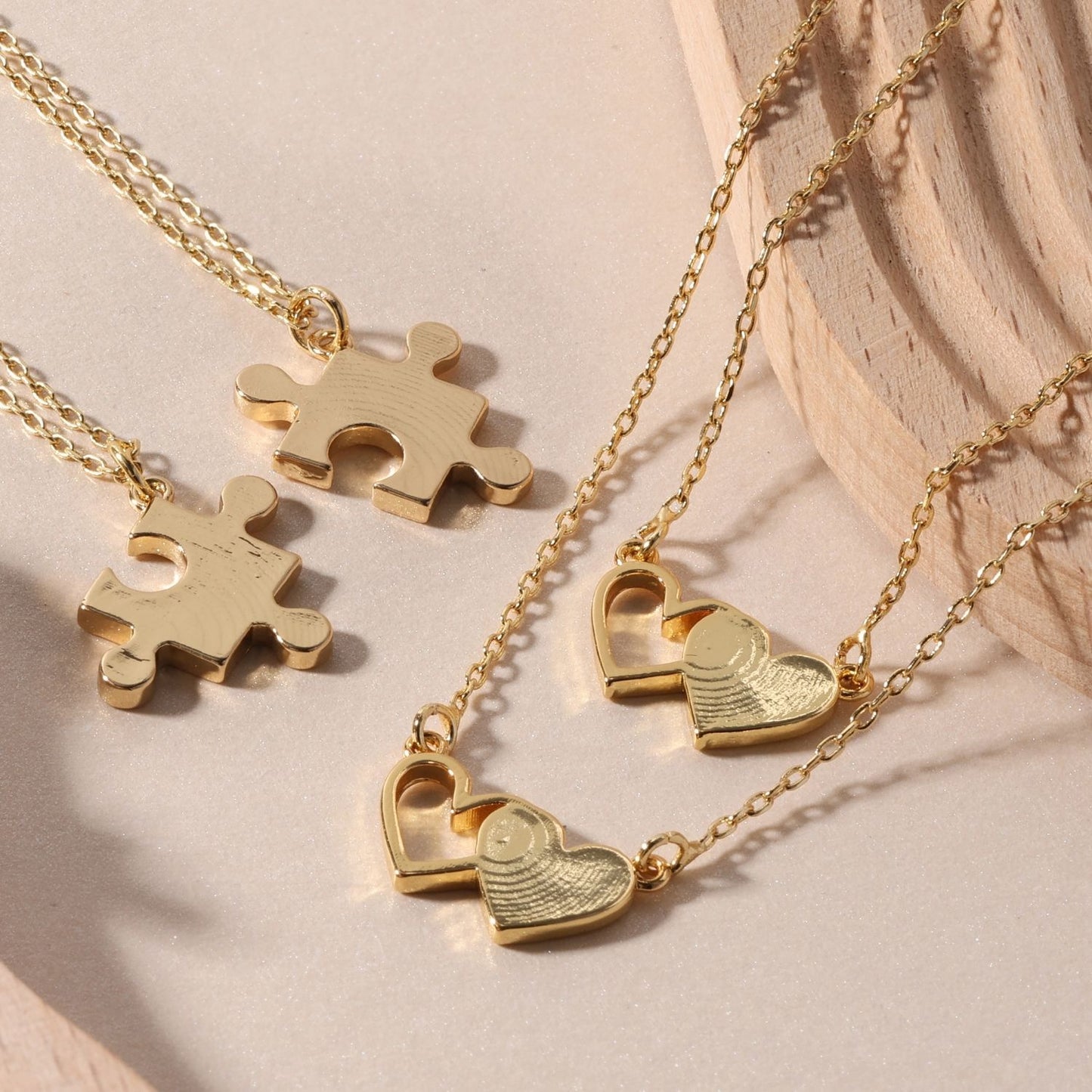 BFF Necklaces - Pair of Side by Side Hearts