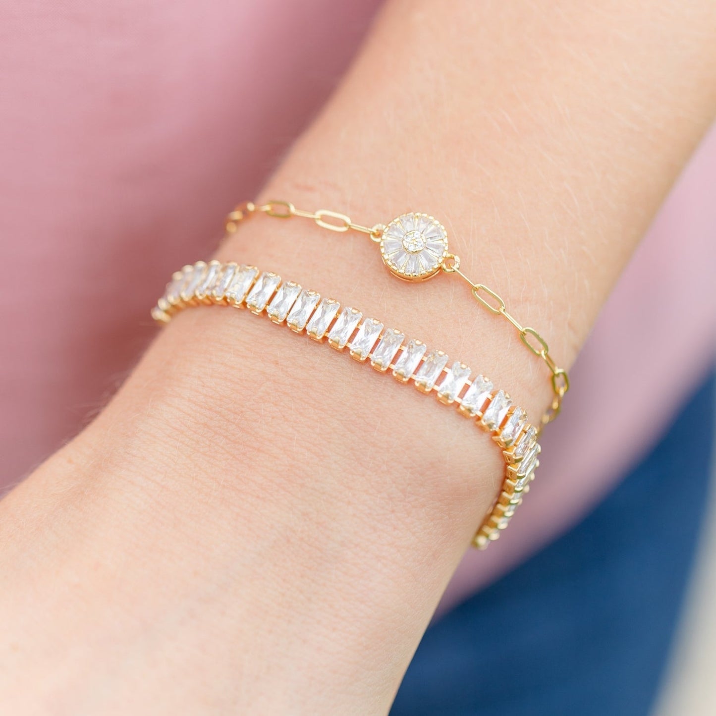 Baguette Circle Pulley Bracelet