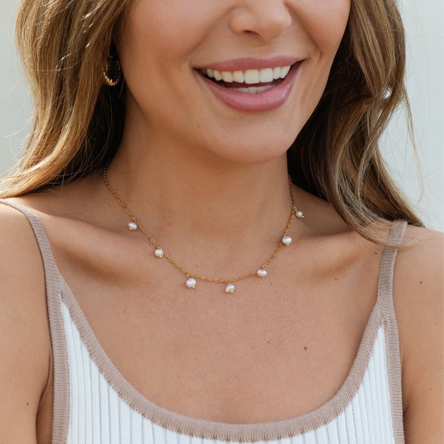 Sweet Pearl Accented Necklace, Water Resistant