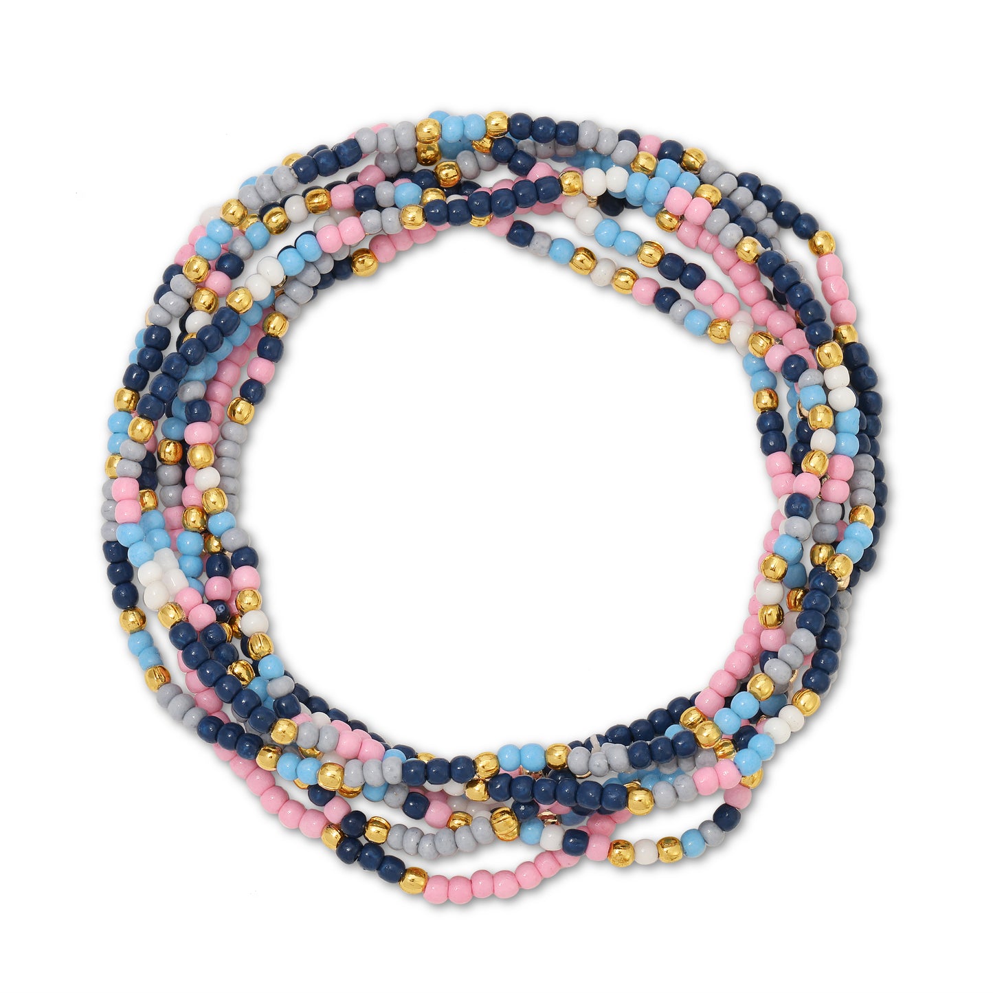 Set/24 Assorted 2mm stretch seed beed bracelets with gold bead accents