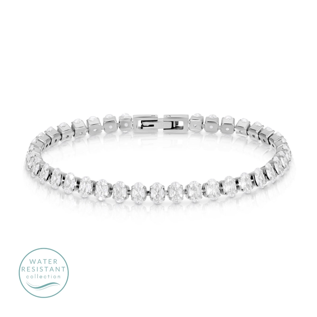 Oval Cubic Zirconia Tennis Bracelet, Water-Resistant