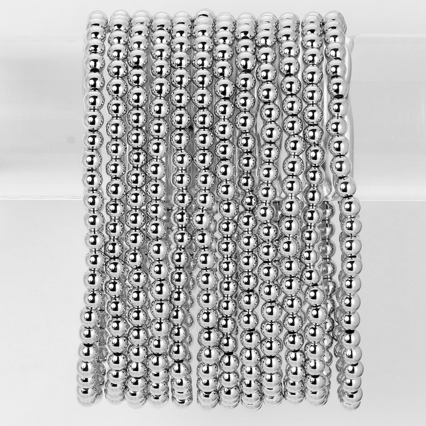 Set/12 4mm Bead Stretch Bracelets