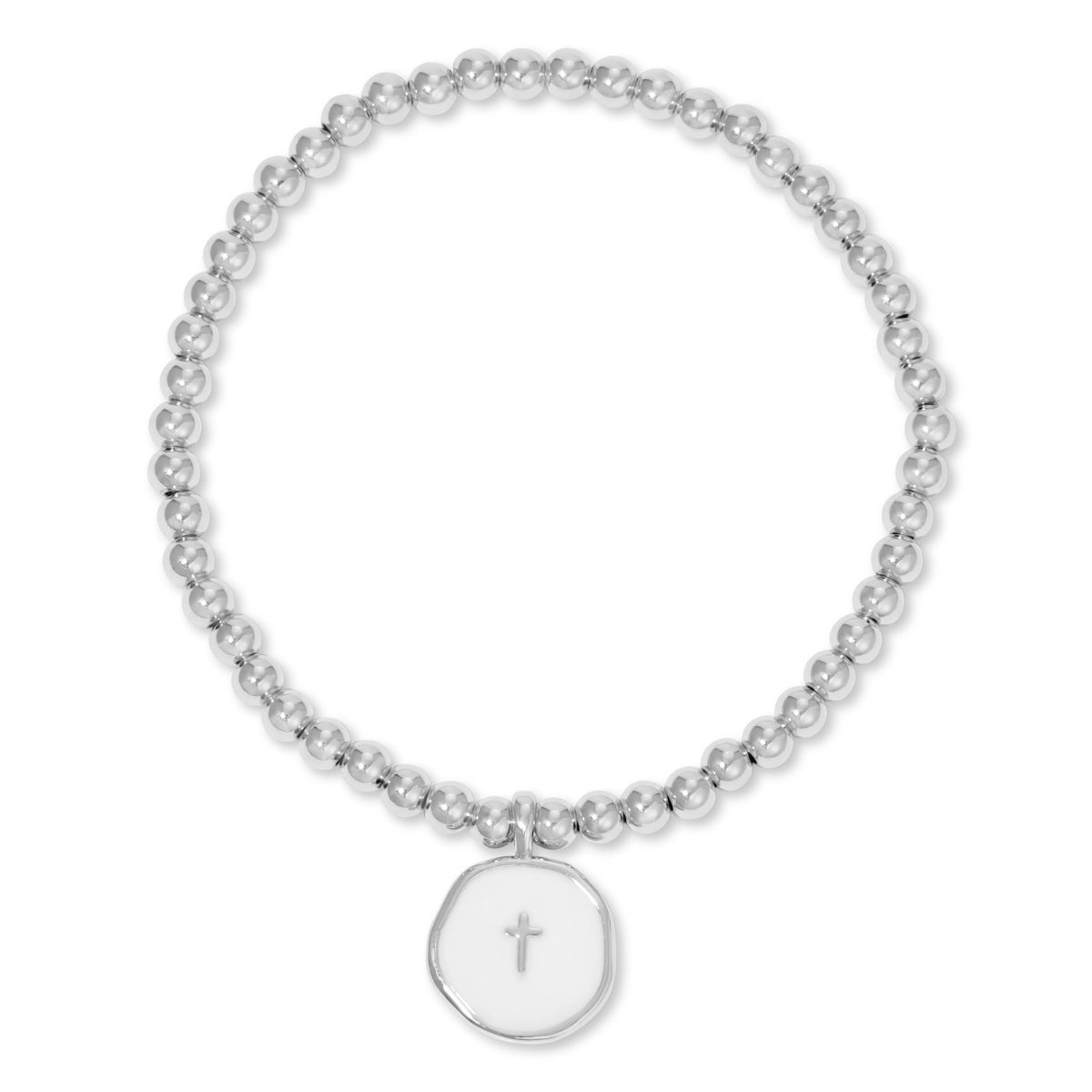 Classic Enamel Cross Beaded Stretch Bracelet