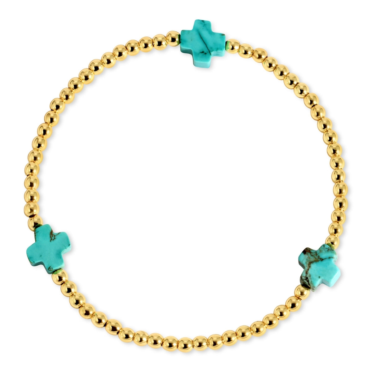 Set/12 3mm Stretch Bracelets with Stone Crosses