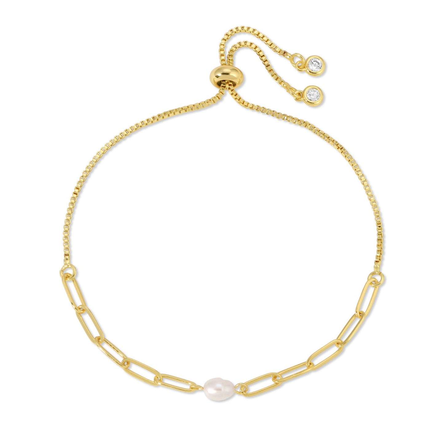 Delicate Link Chain Pearl Pulley Bracelet