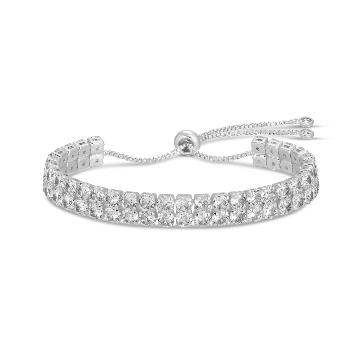 Double Row Faux Diamond Tennis Bracelet