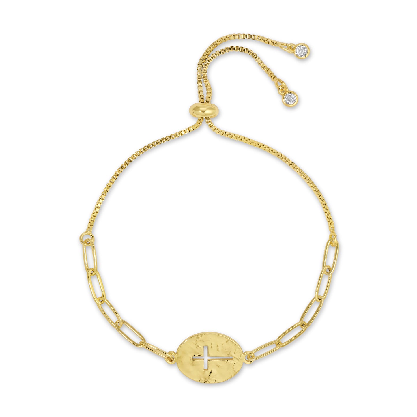 The Gilded Grace Cross Cut-Out Pulley Bracelet