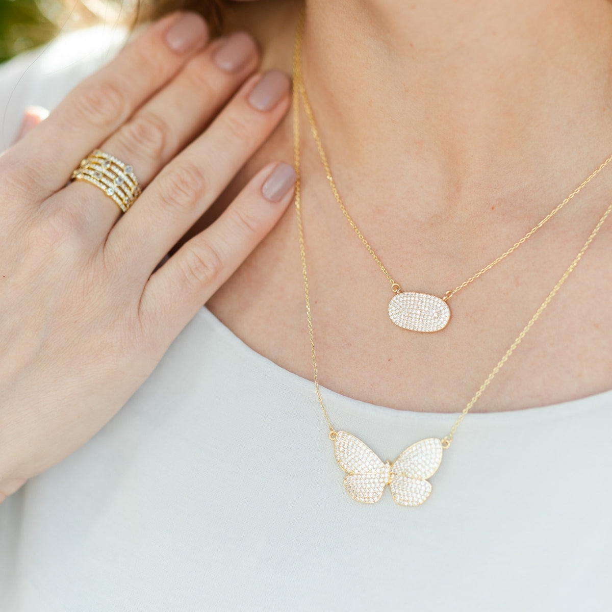 Unity Pave Oval Pendant Necklace