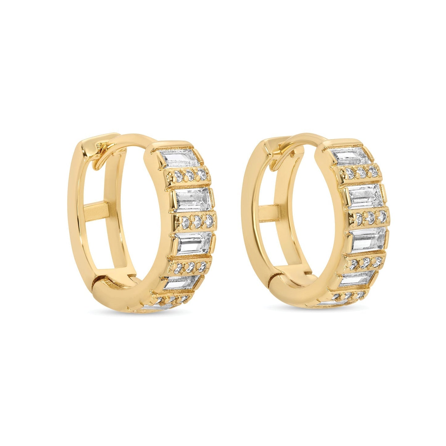 Baguette and Pave Huggies