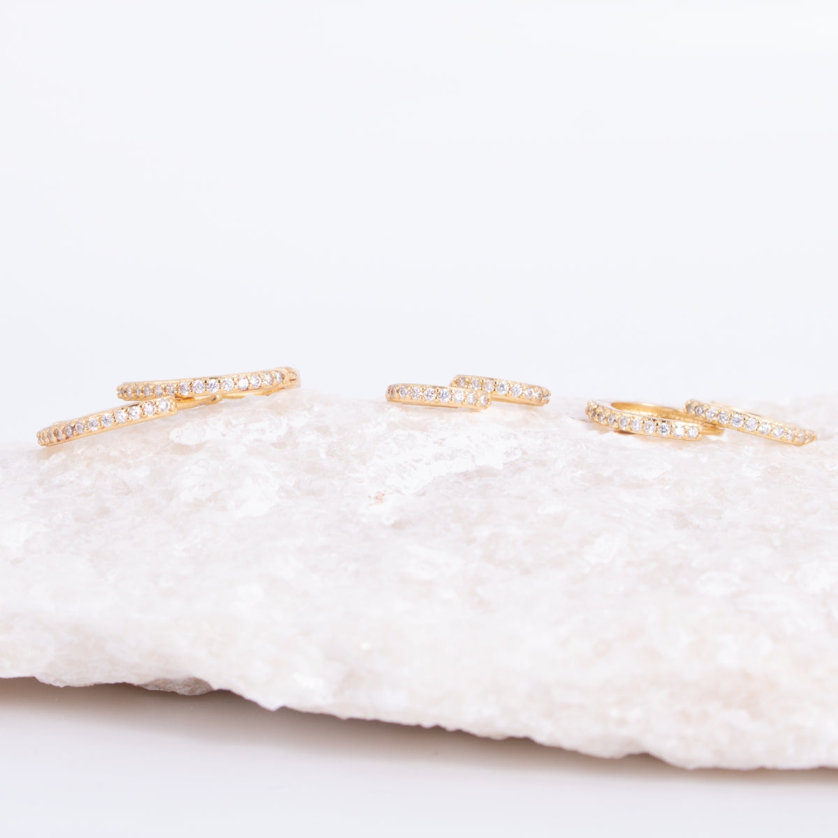 Combo 3, Delicate Pavé Huggies