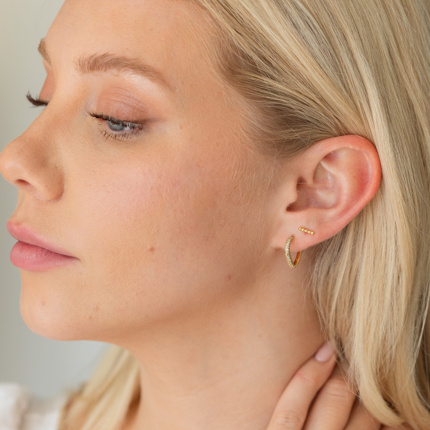 Angled Pavé Huggies