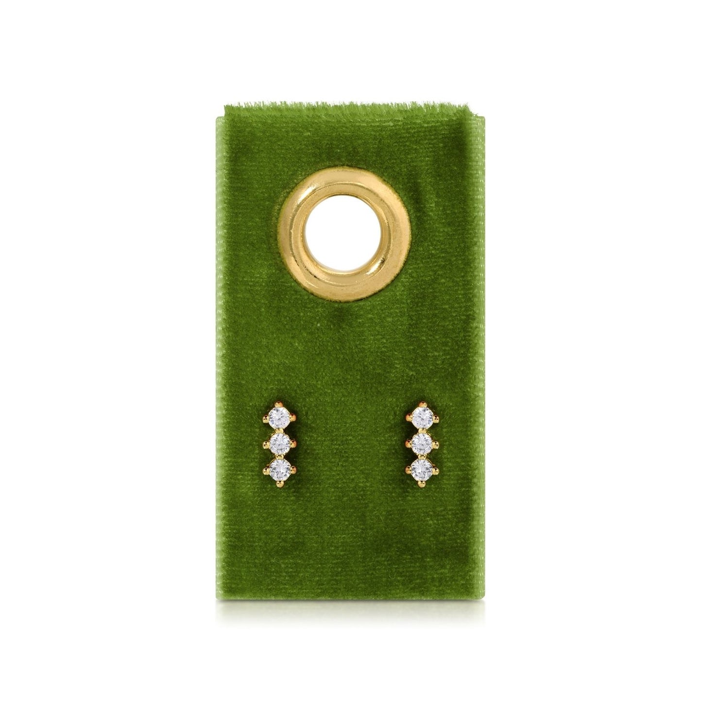 Triple CZ Bar Studs on Velvet Gift Tag