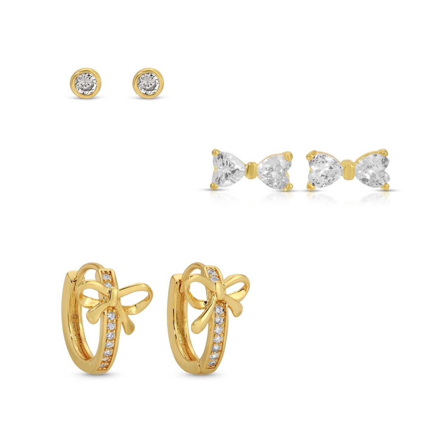Bow Sparkle Earring Set of 3