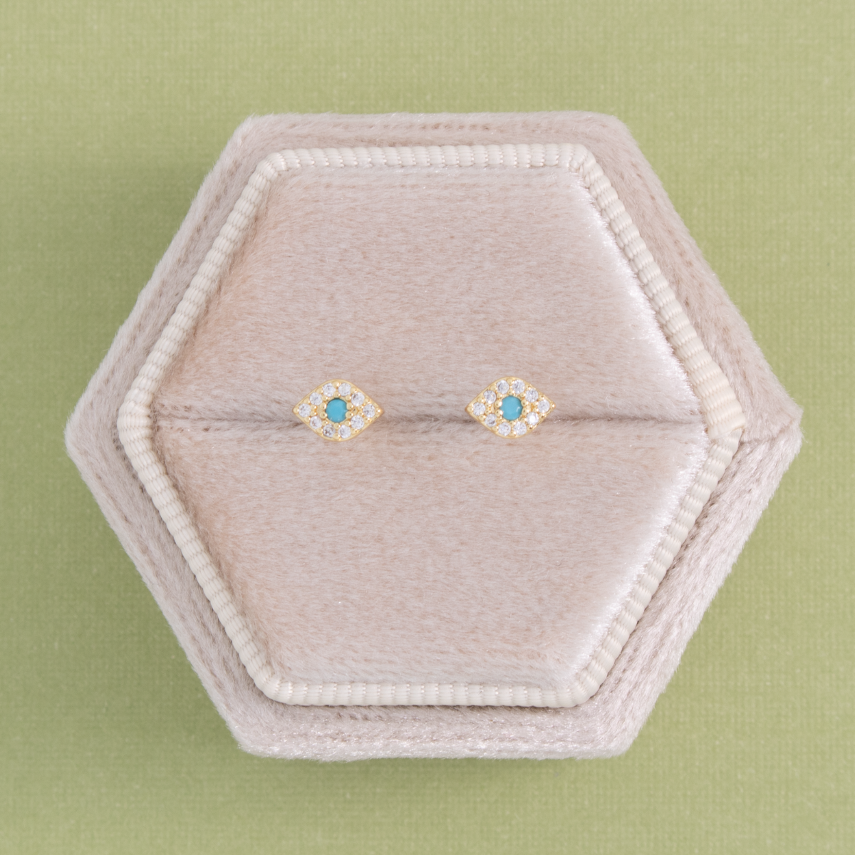 CZ Evil Eye Studs on Velvet Tag