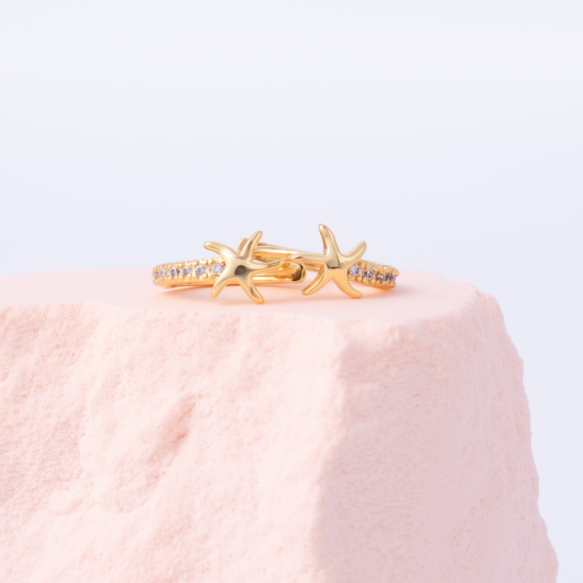 Starfish Accented Pavé Huggies