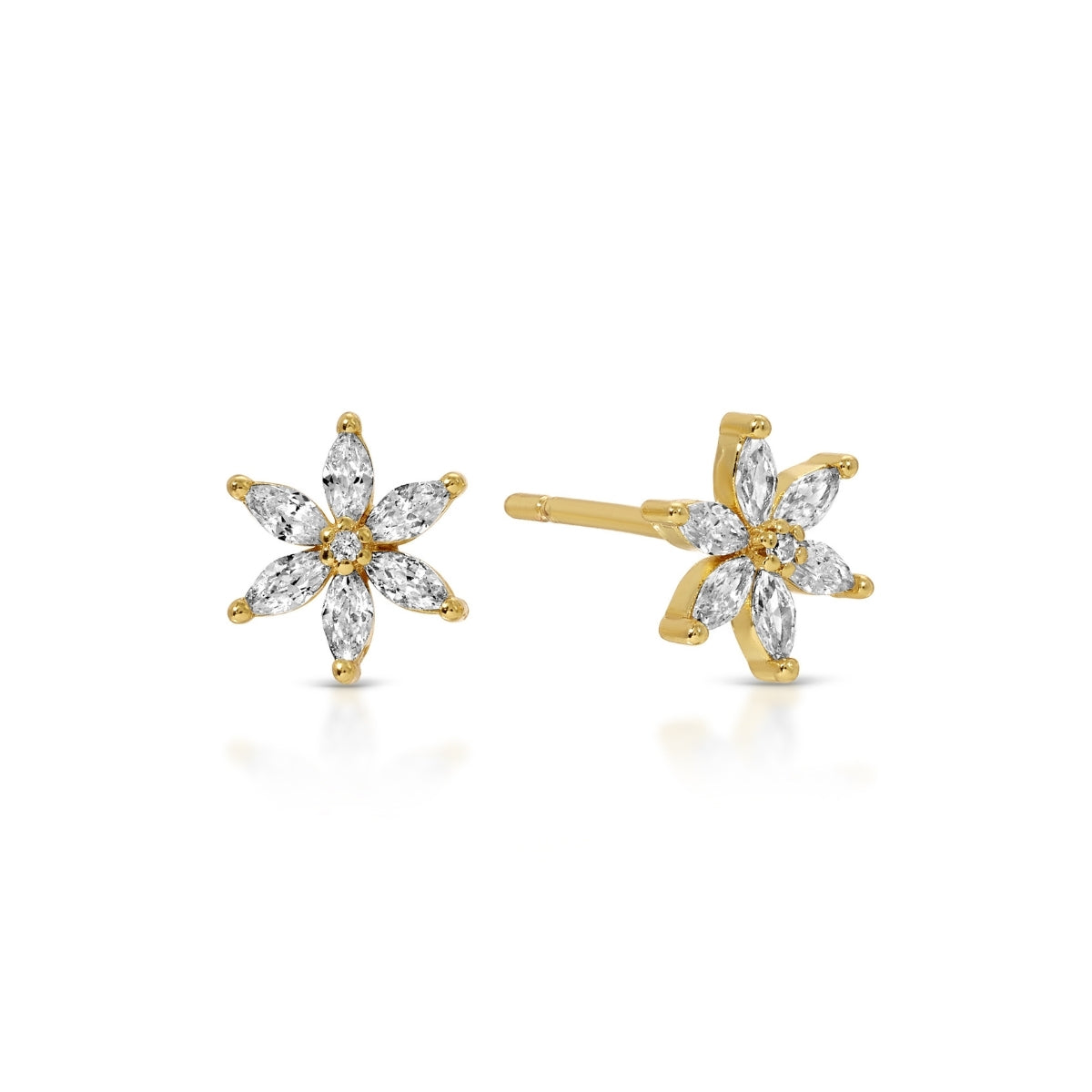 Marquise Cubic Zirconia Flower Studs on Velvet Tag