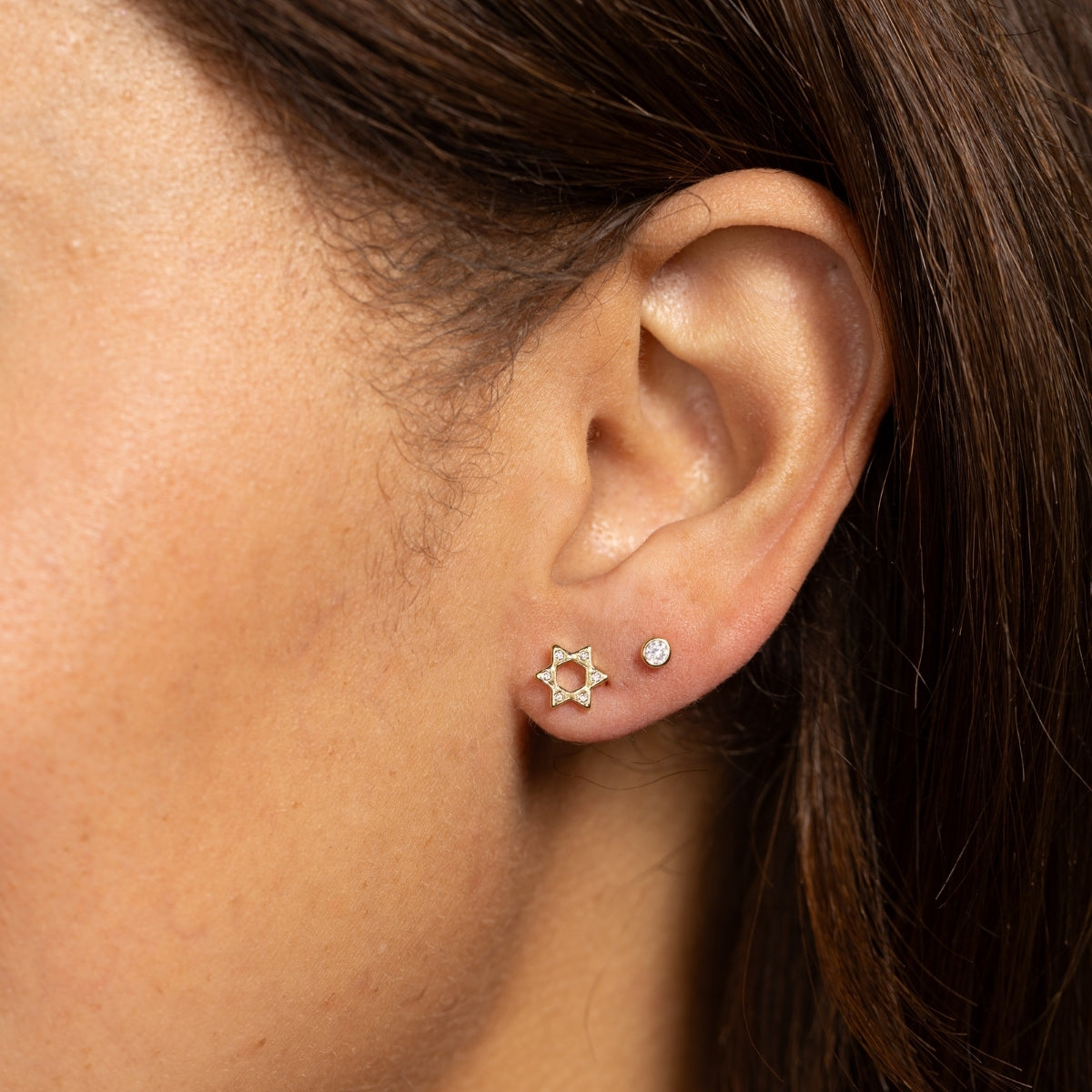 Star of David Stud Earrings on Velvet Tag