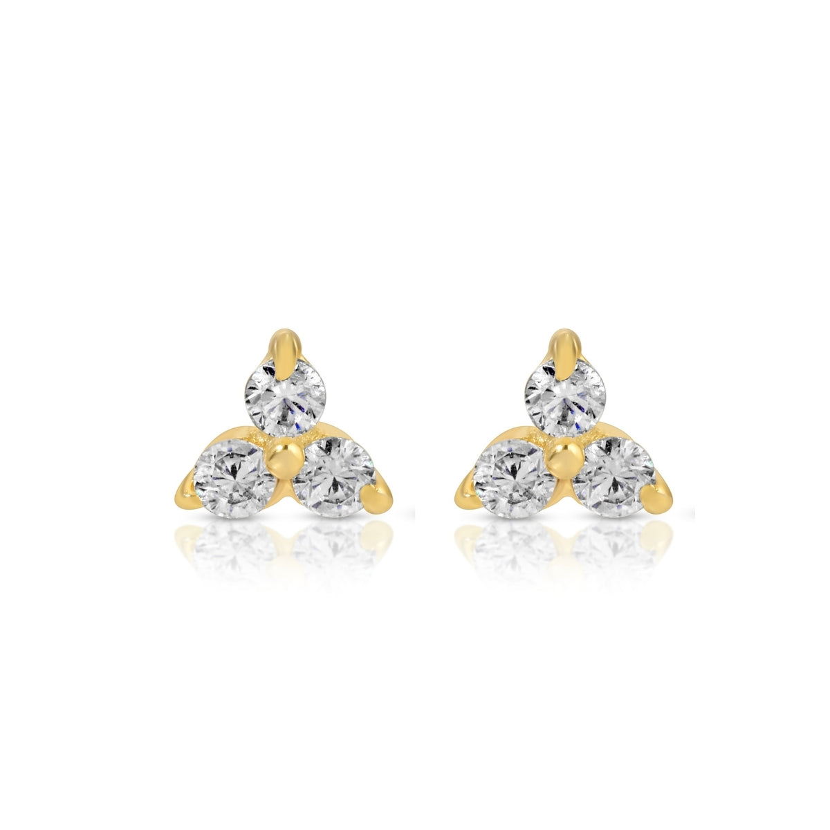 Delicate Triple Cluster Stud Earrings on Red Velvet Tag