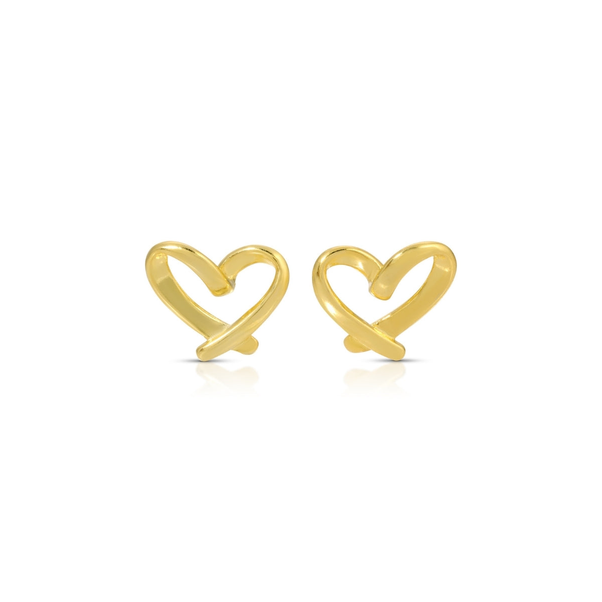 Free Form Heart Stud Earrings on Red Velvet Tag