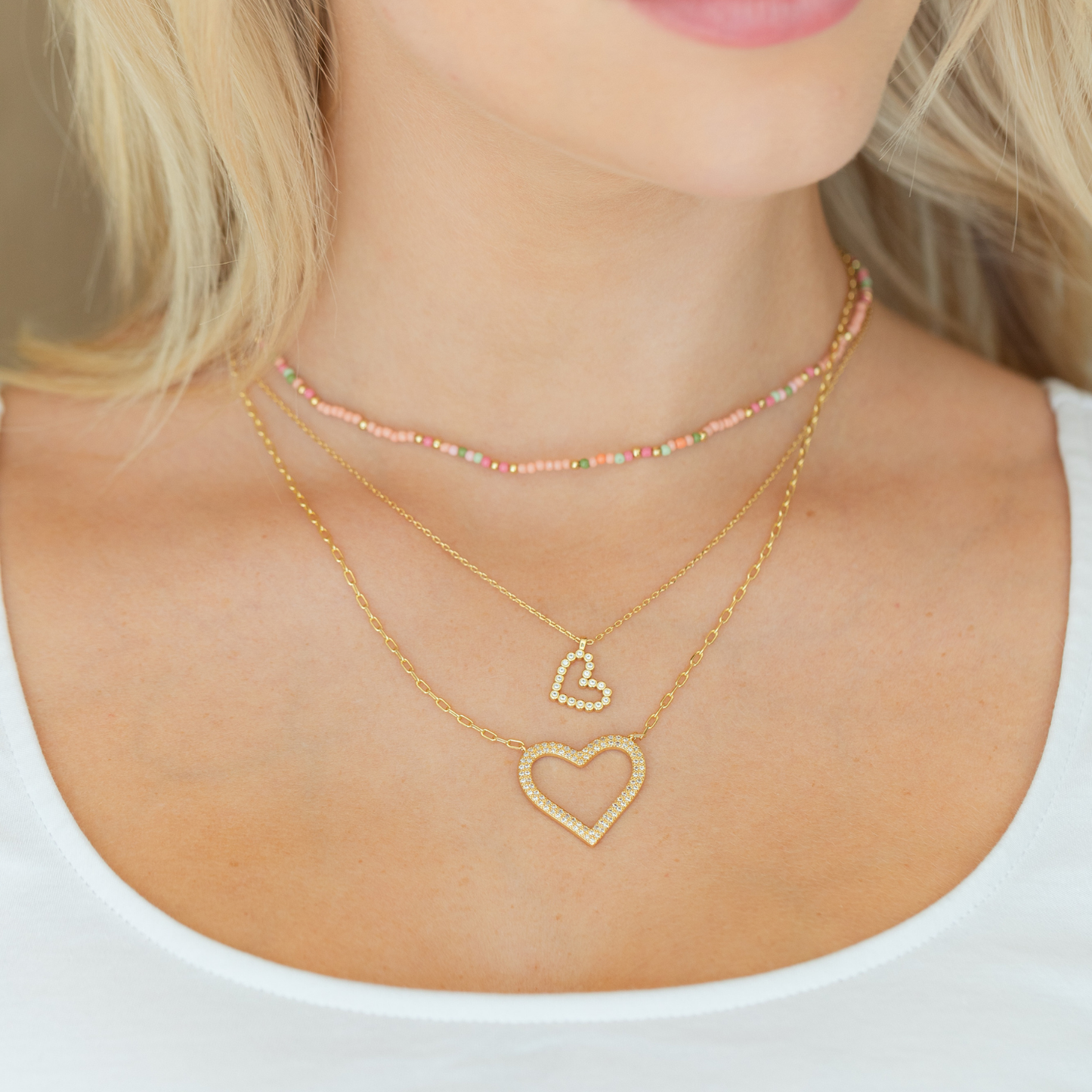 Pavé Heart Statement Pendant Necklace