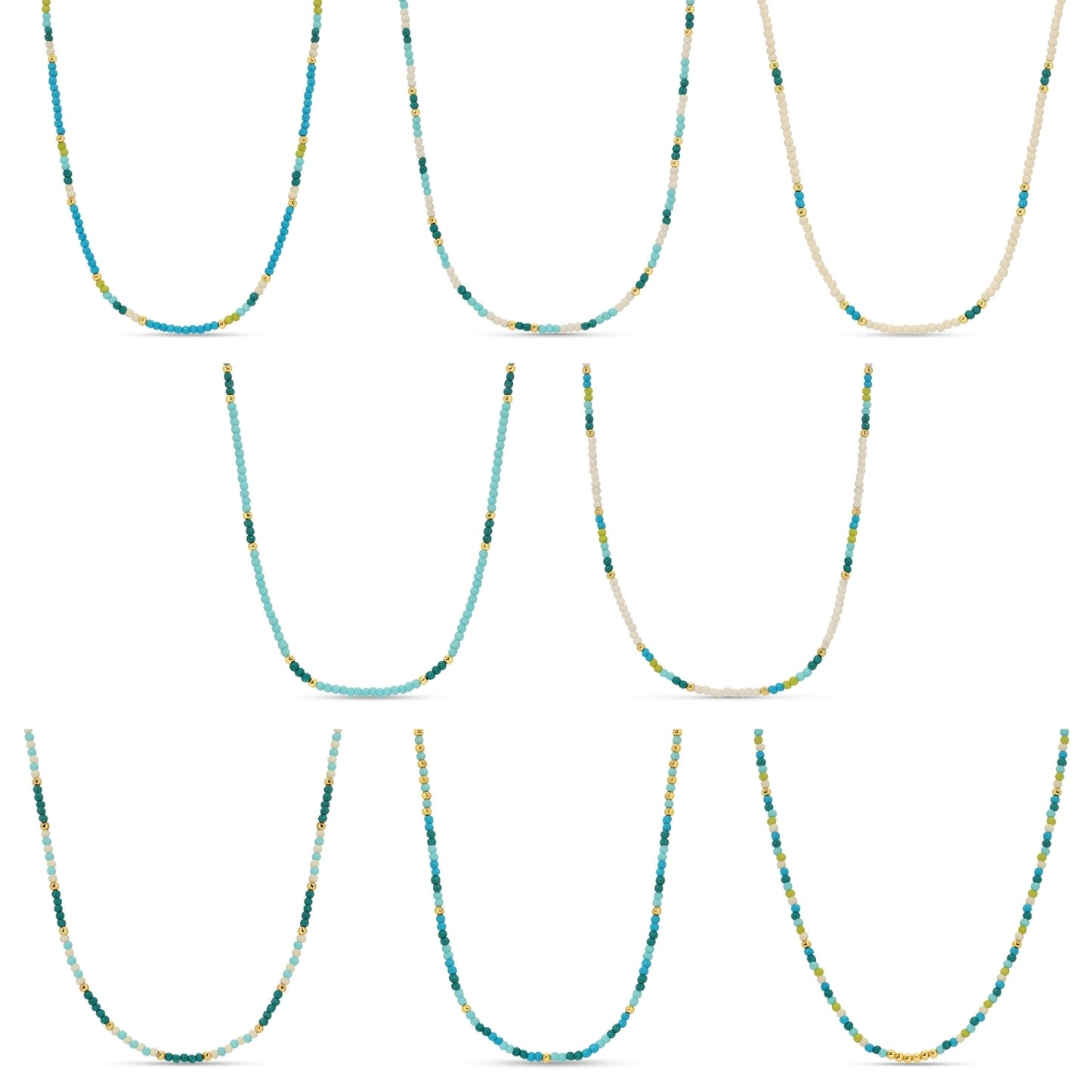 Set/8 Assorted 2mm seed bead necklaces