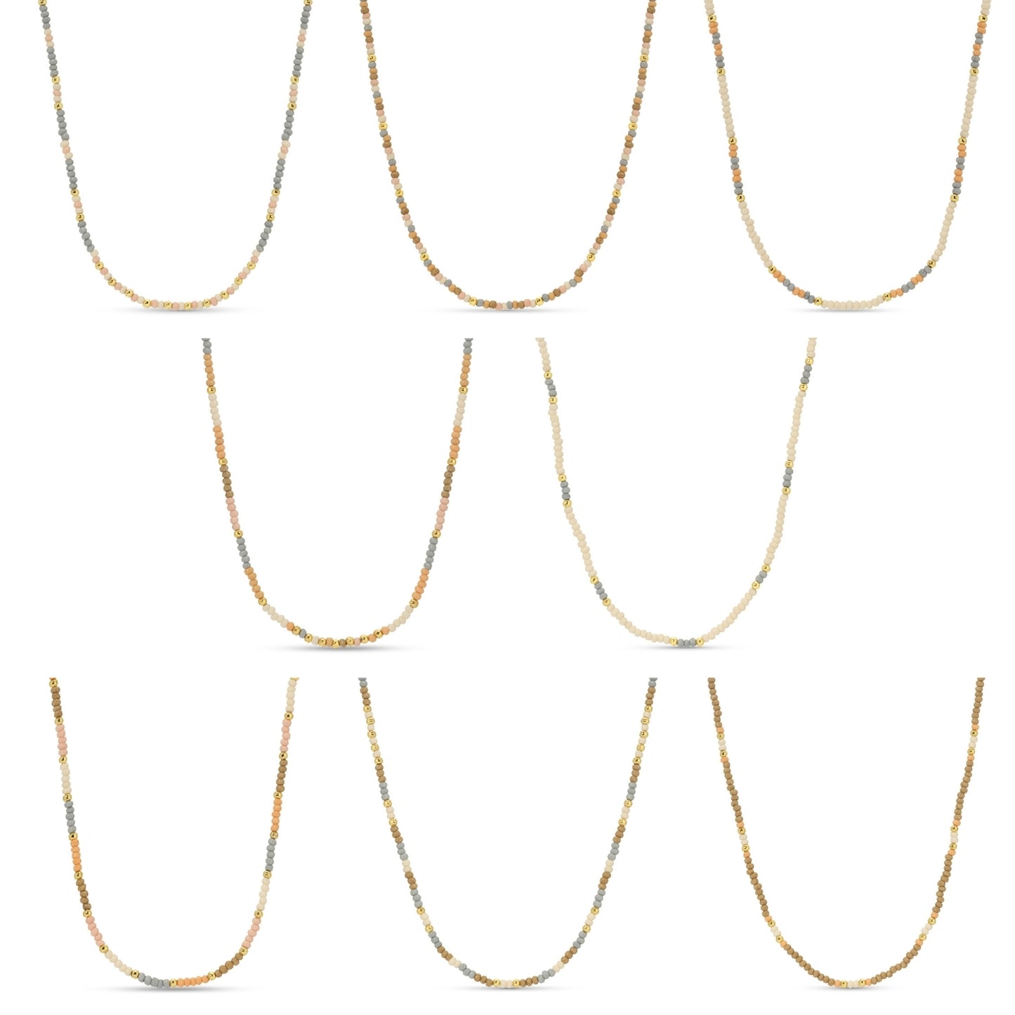 Set/8 Assorted 2mm seed bead necklaces