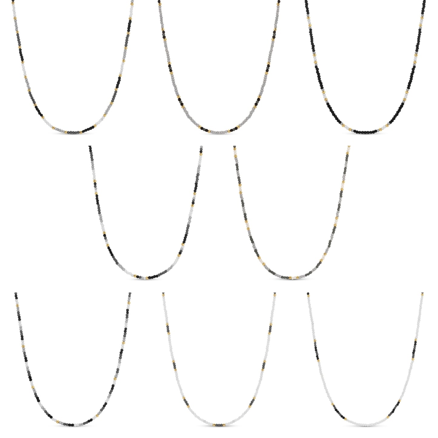 Set/8 Assorted 2mm seed bead necklaces