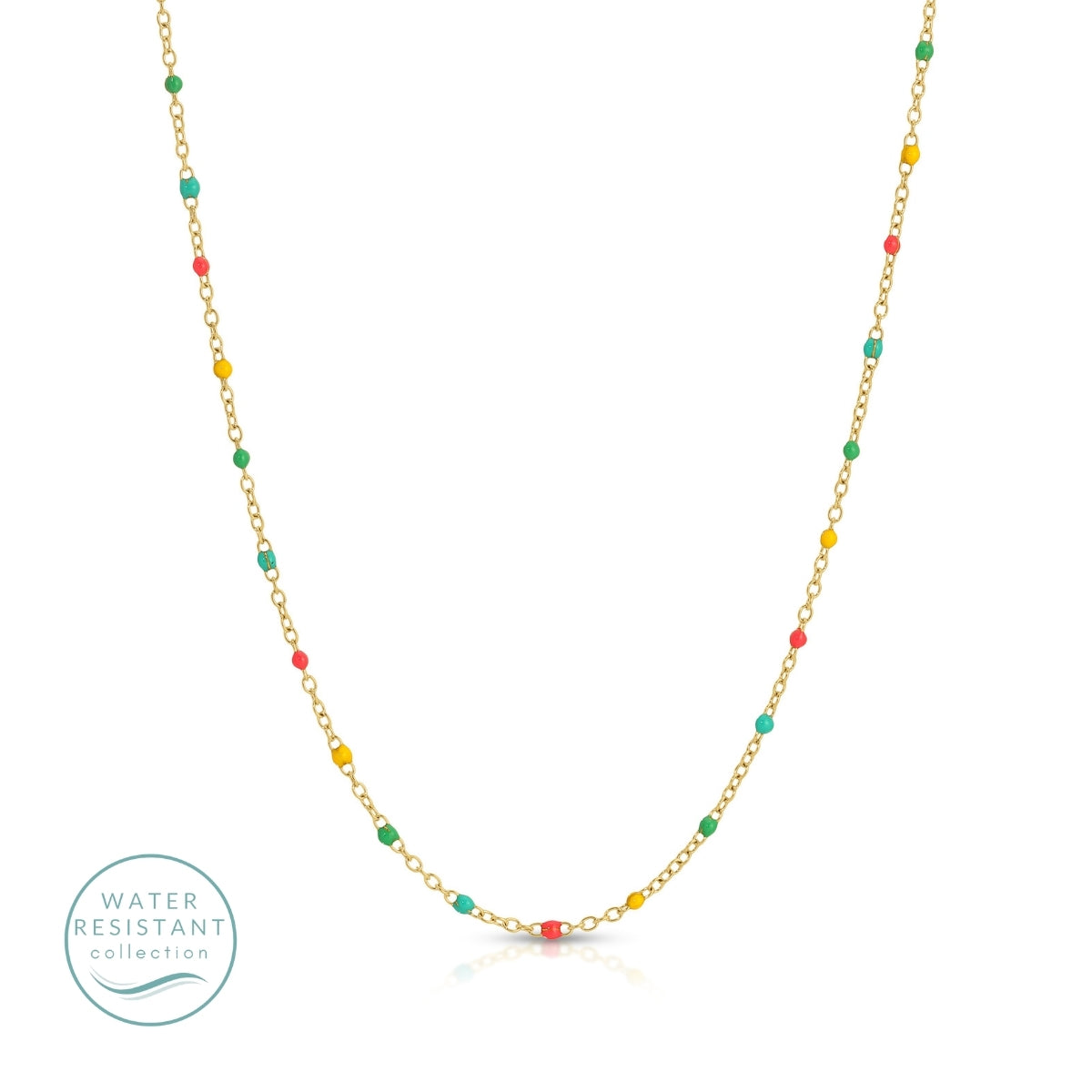 Sweetly Colored Delicate Chain Necklace, Water Resistant