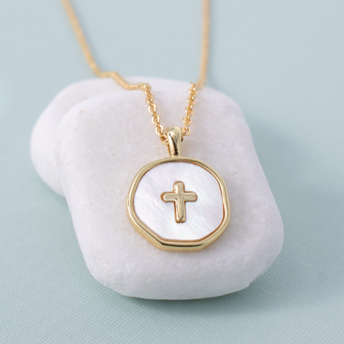 Shell with Cross Pendant Necklace