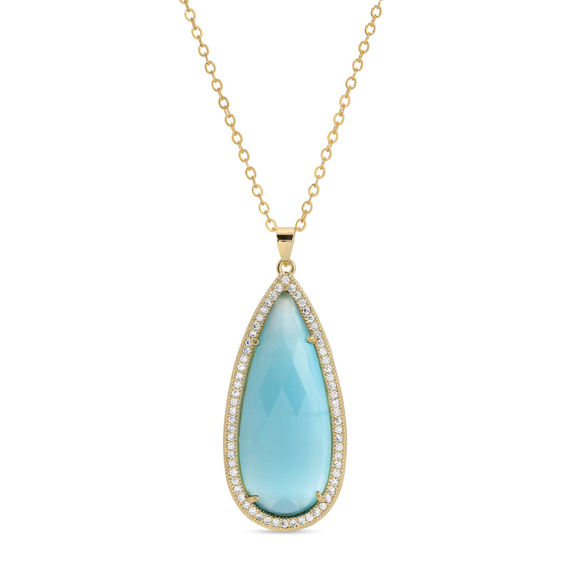 Piper, Long Shimmer Stone Pendant Necklace
