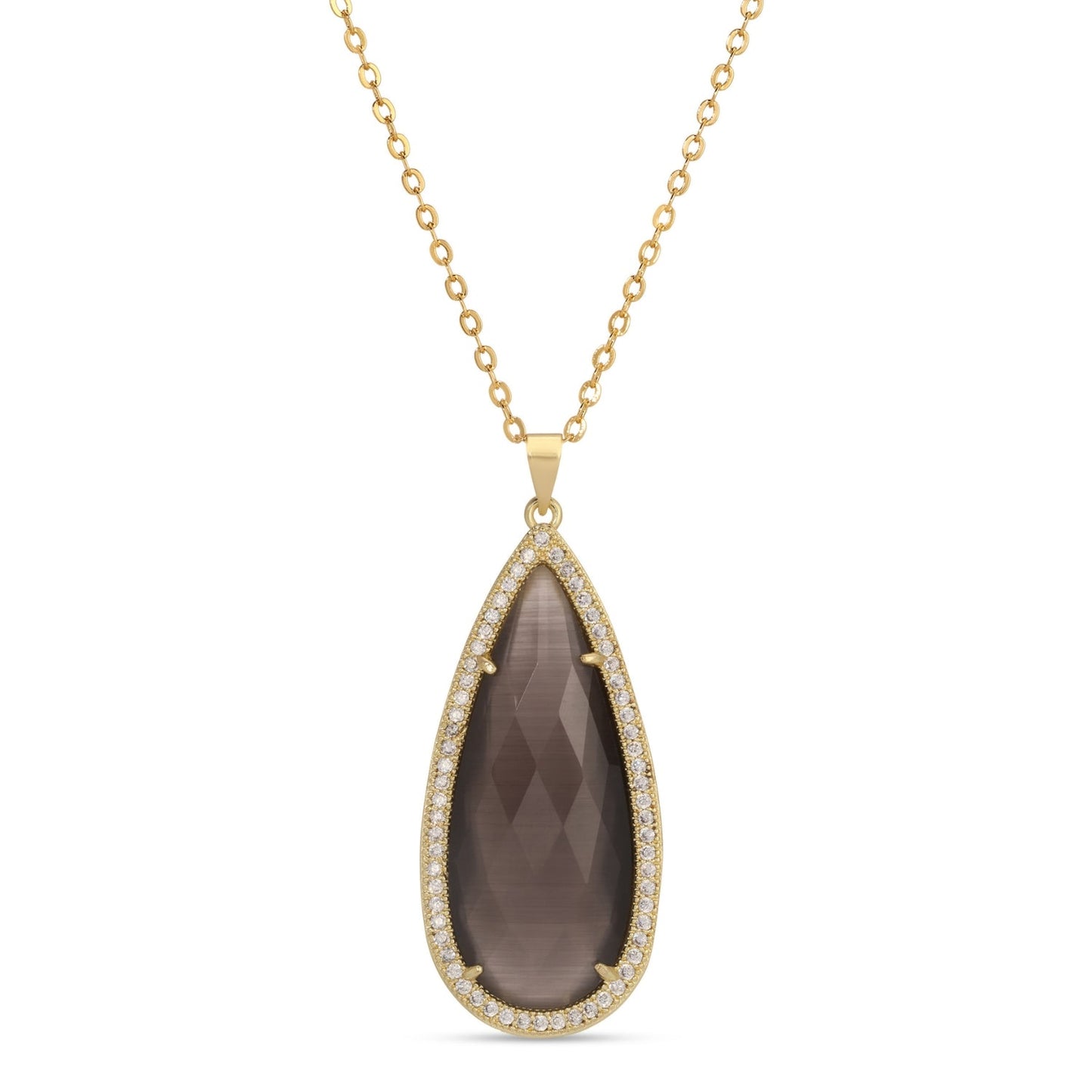 Piper, Long Shimmer Stone Pendant Necklace