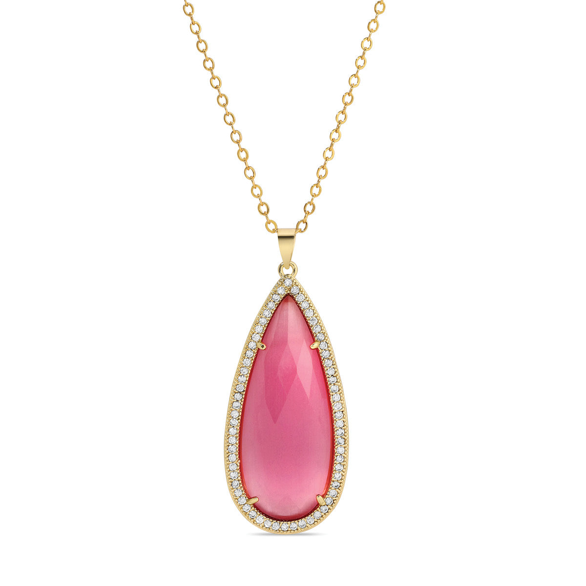 Piper, Long Shimmer Stone Pendant Necklace
