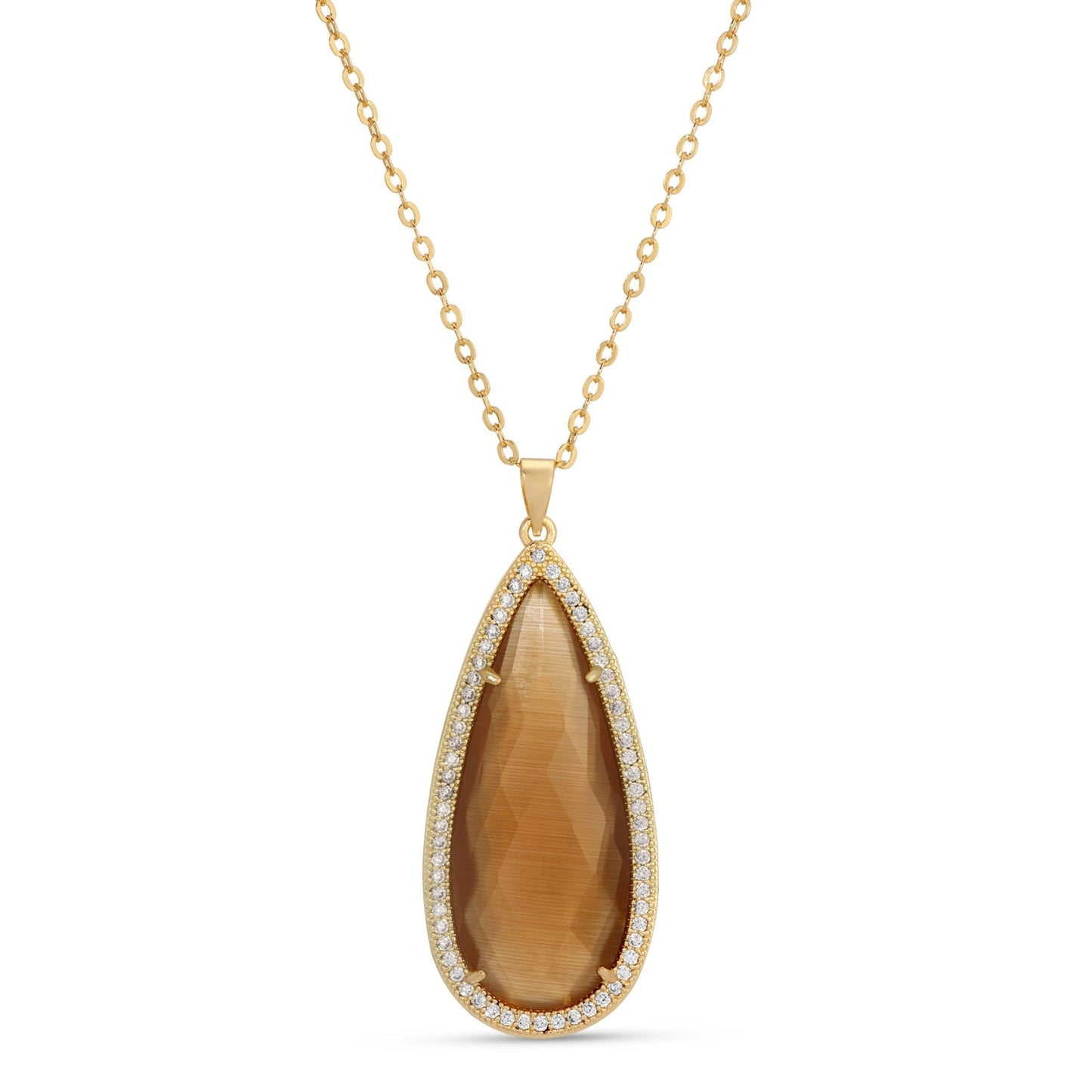 Piper, Long Shimmer Stone Pendant Necklace