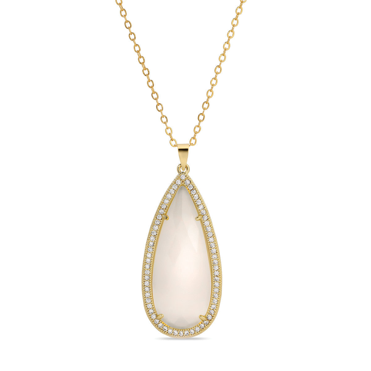 Piper, Long Shimmer Stone Pendant Necklace