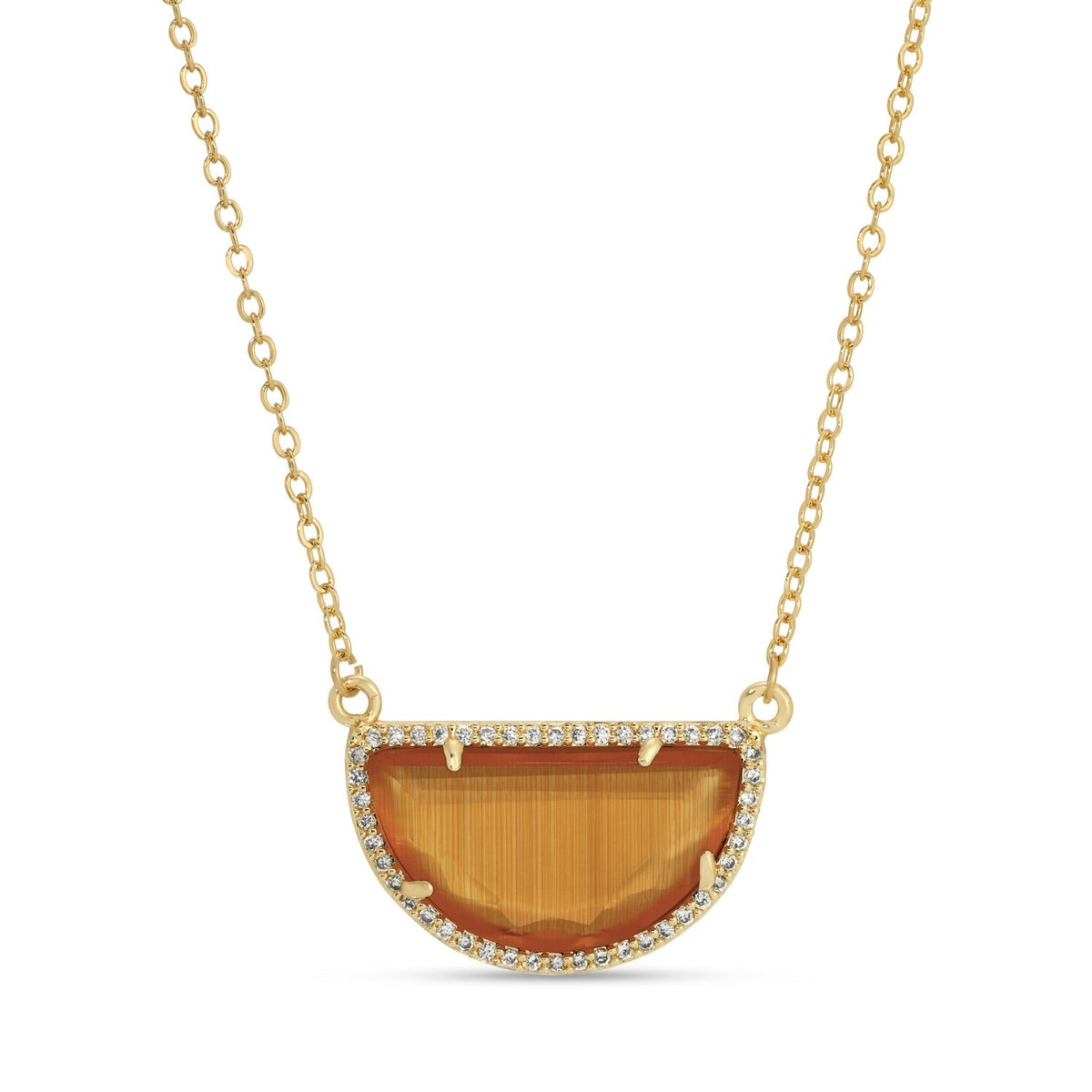 Half Circle Pavé Stone Necklace