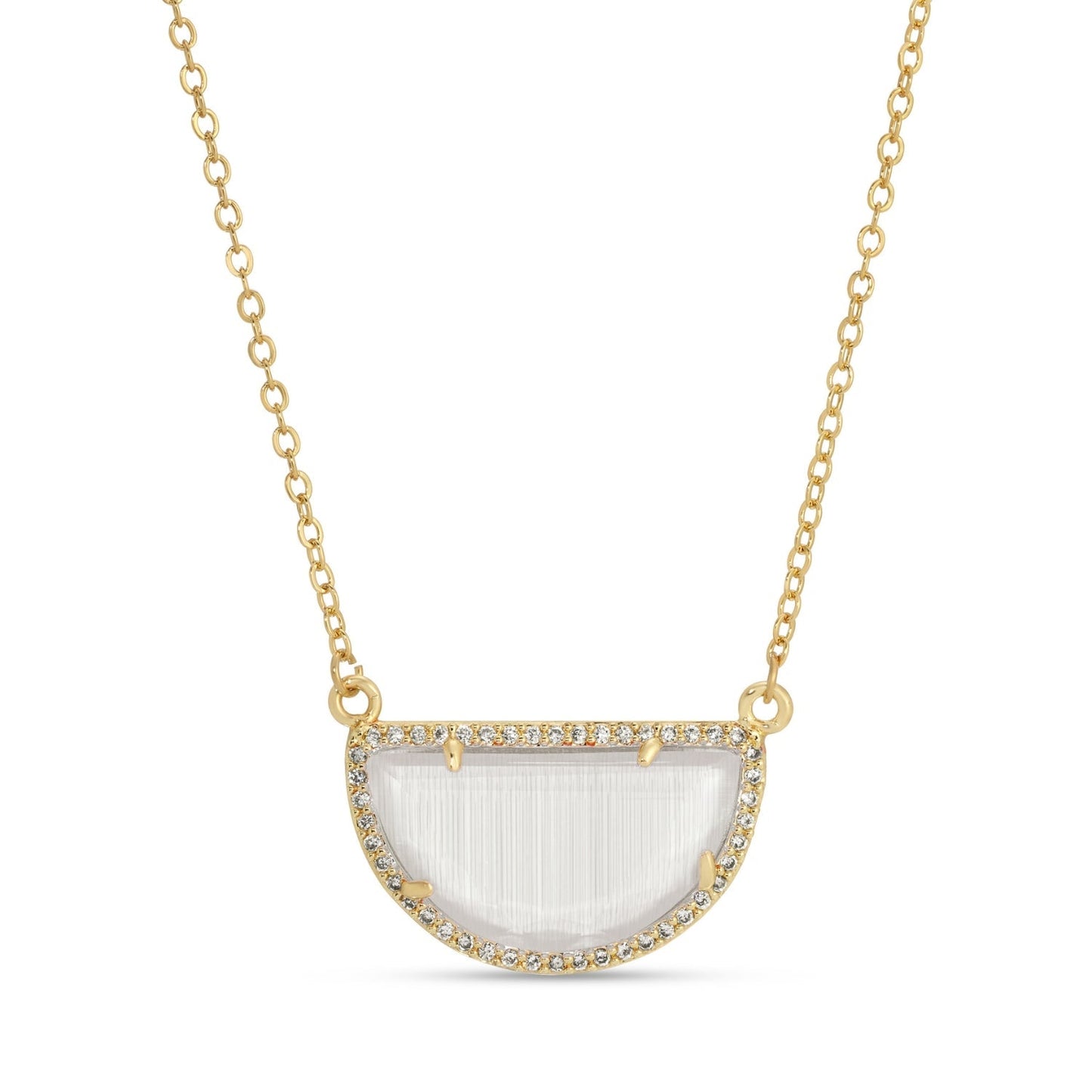 Delilah, Half Circle Pavé Stone Necklace