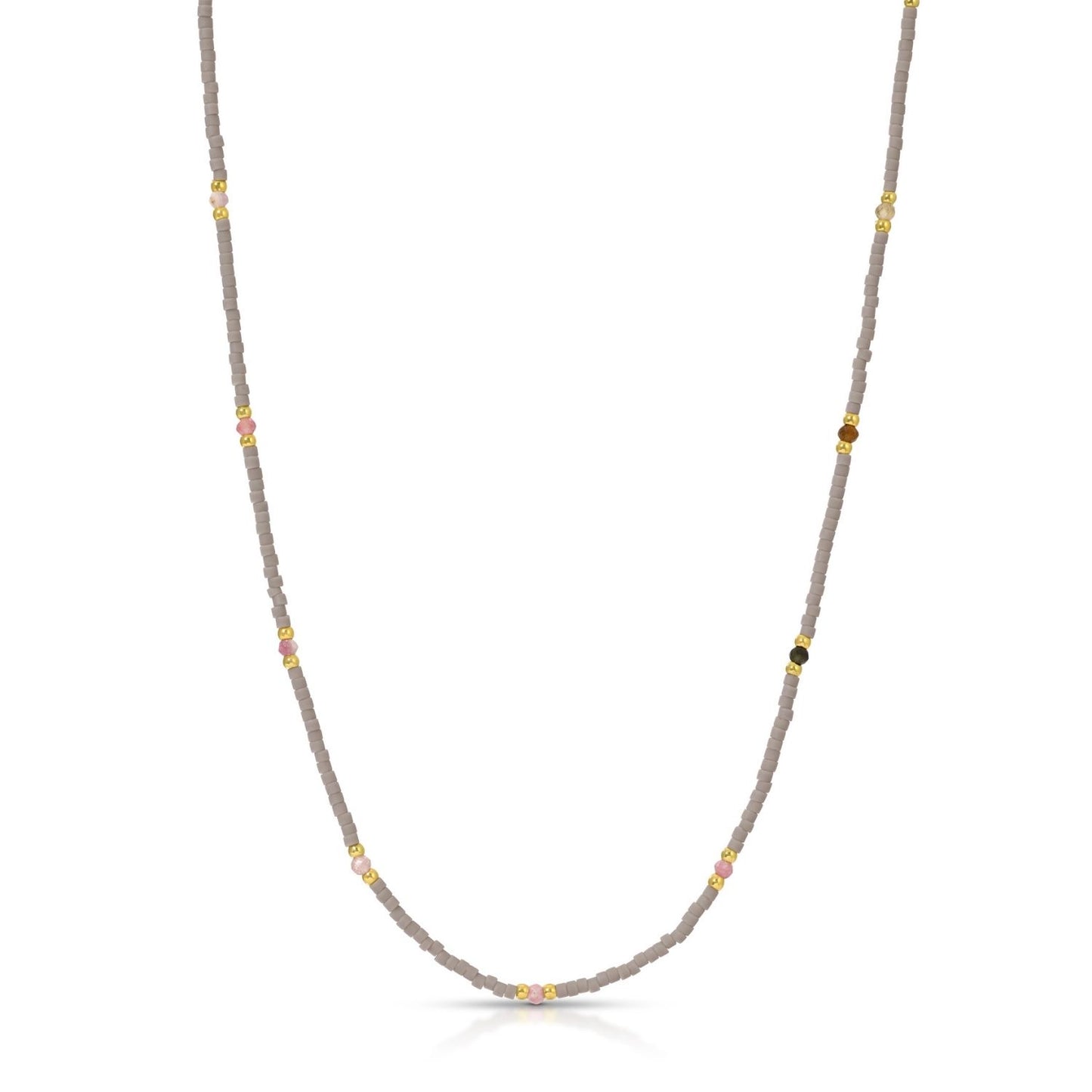 Set/8 Miyuki Delica and 2mm Stone Necklaces