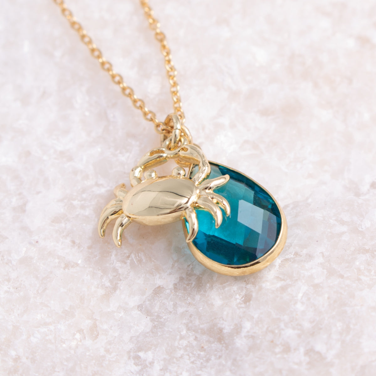 Crab & Glass Teardrop Necklace