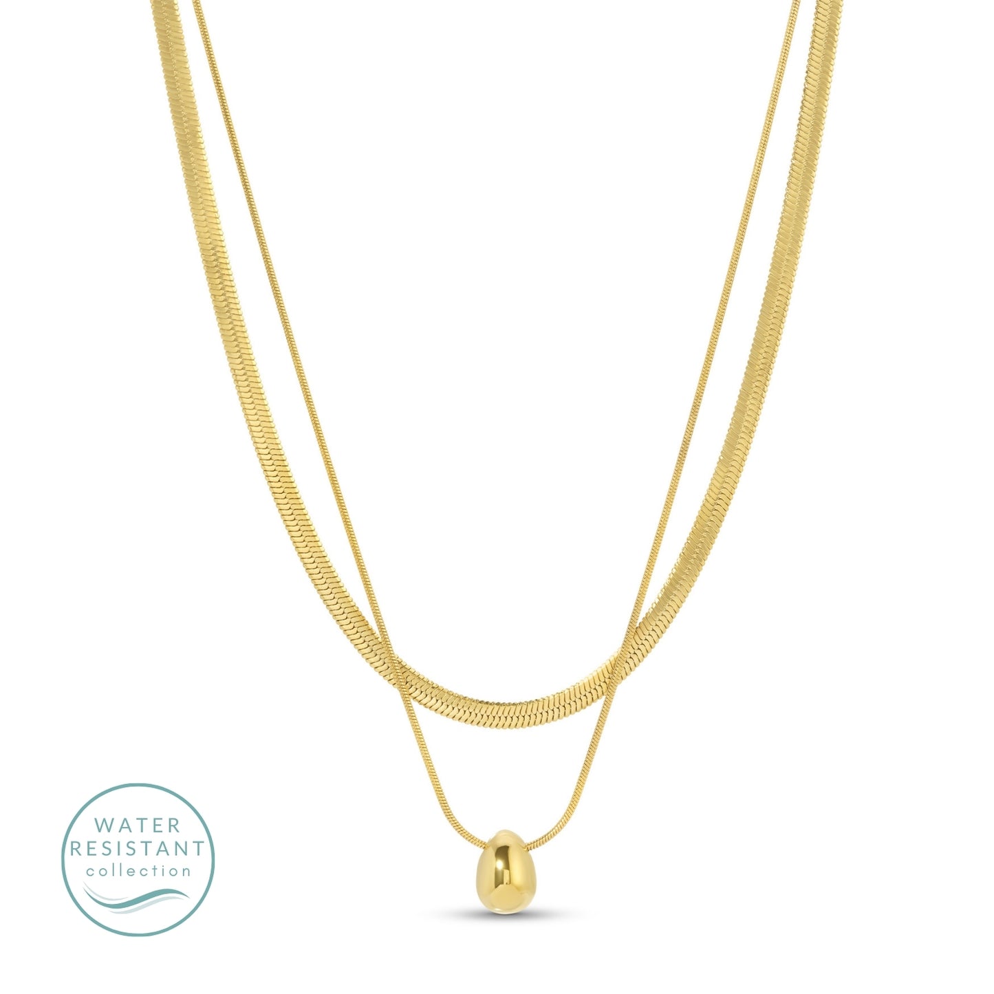 Layered up Simple Pendant Necklace, Water Resistant