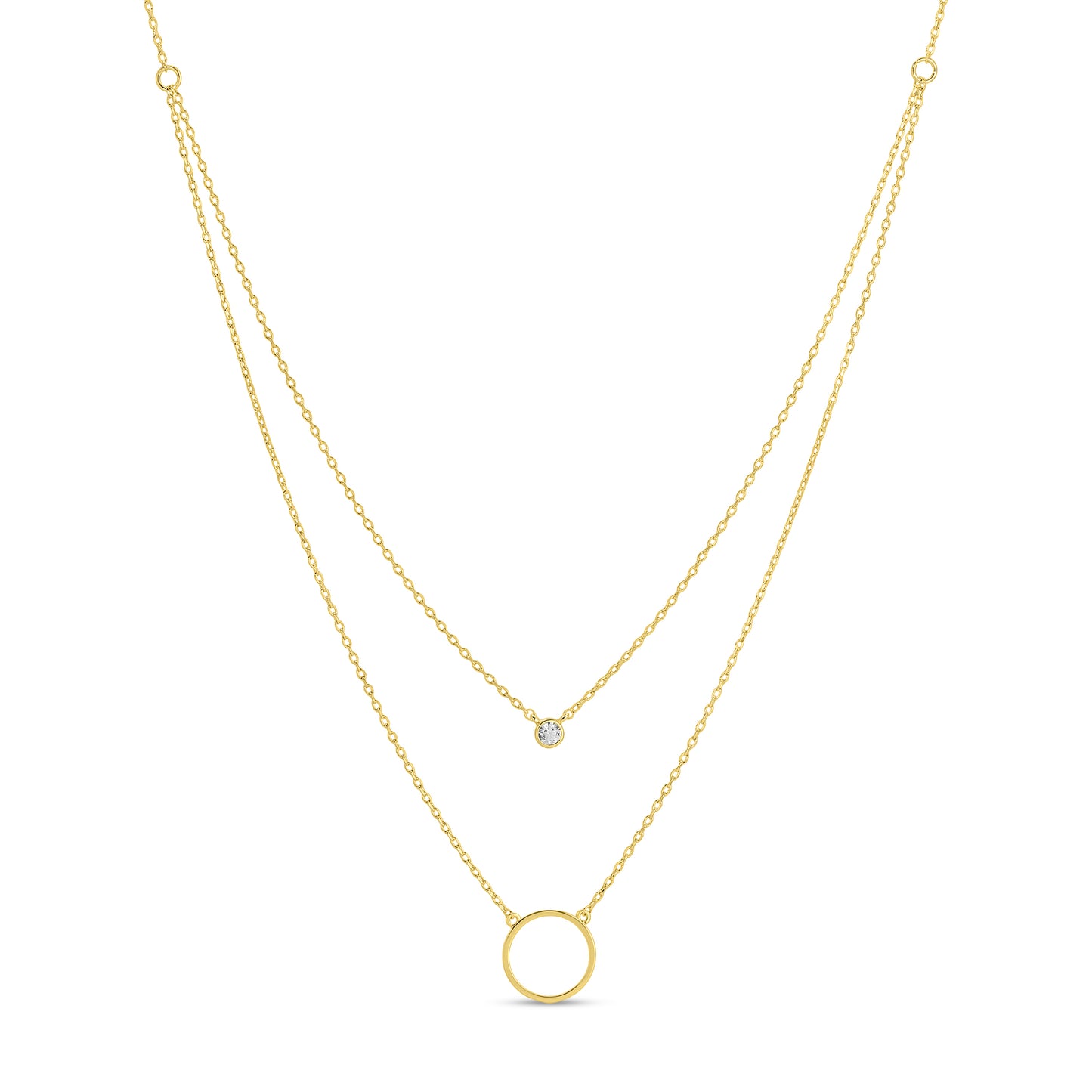 Double Appeal Circle & CZ Necklace