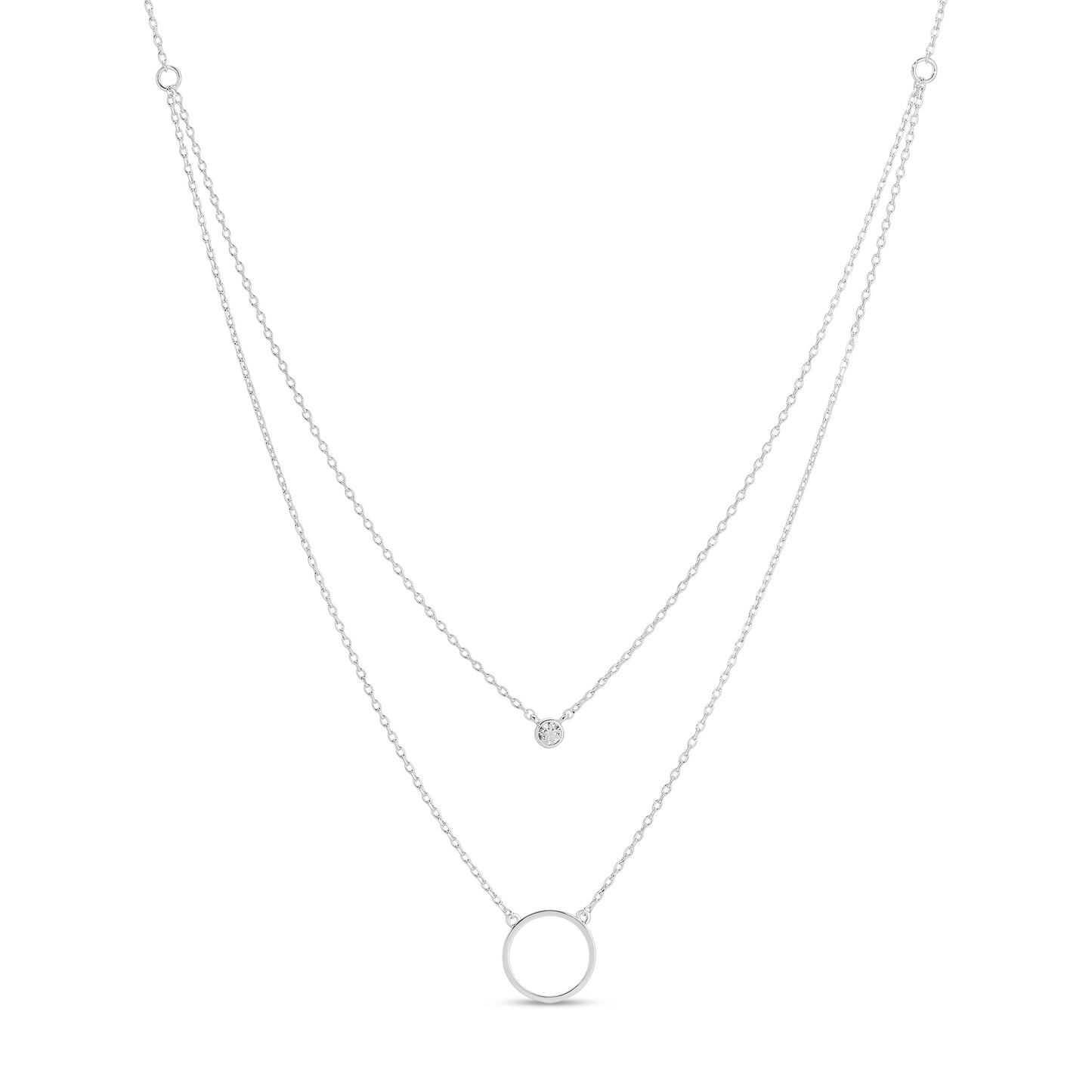 Double Appeal Circle & CZ Necklace