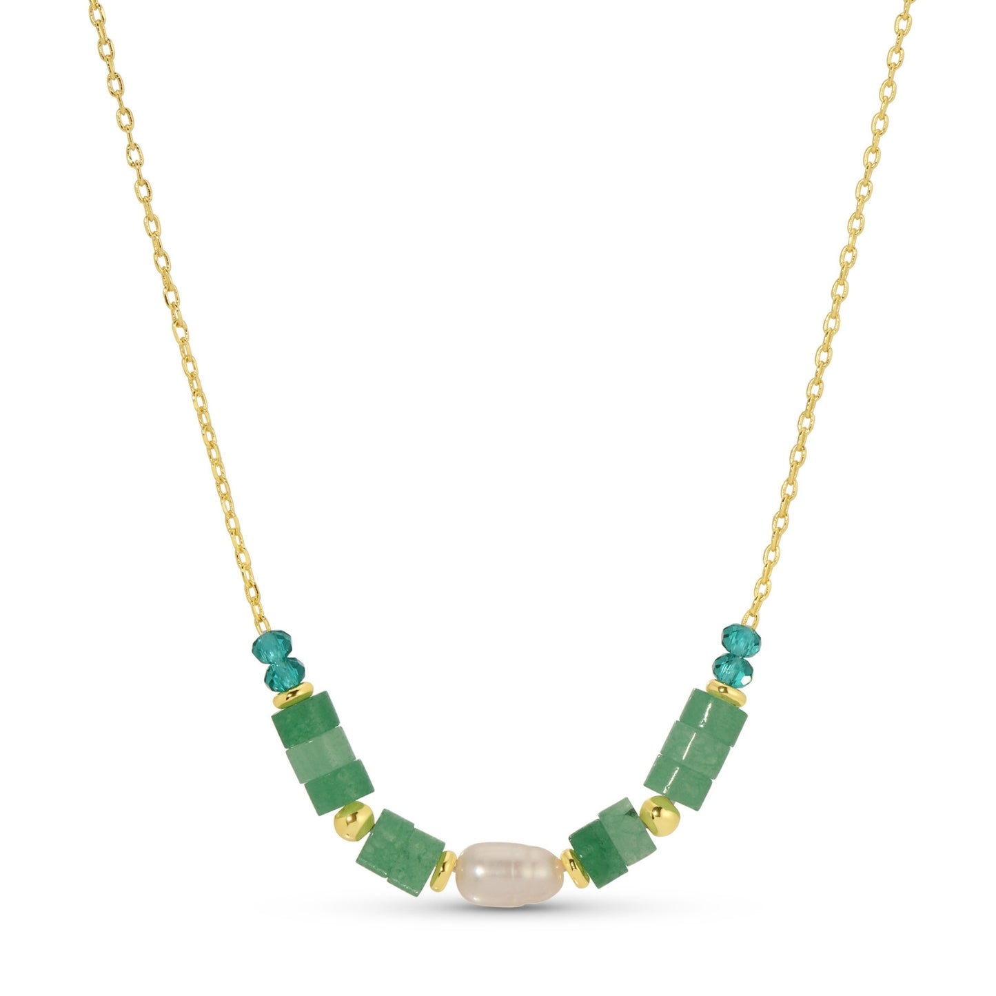 Sweet and Delicate Pearl and Stone Necklace