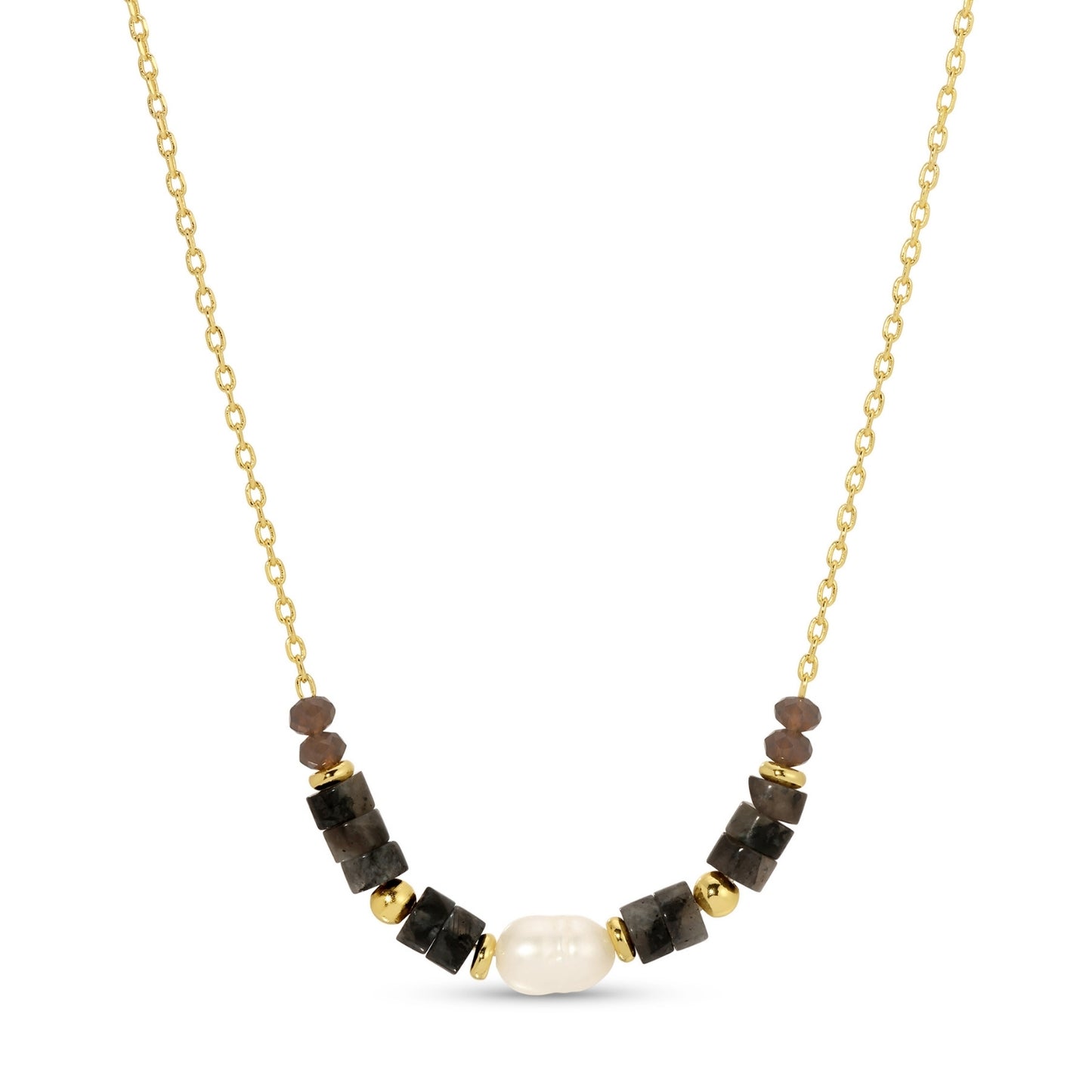 Sweet and Delicate Pearl and Stone Necklace