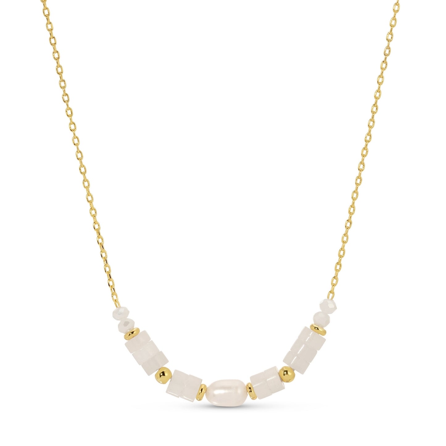 Sweet and Delicate Pearl and Stone Necklace
