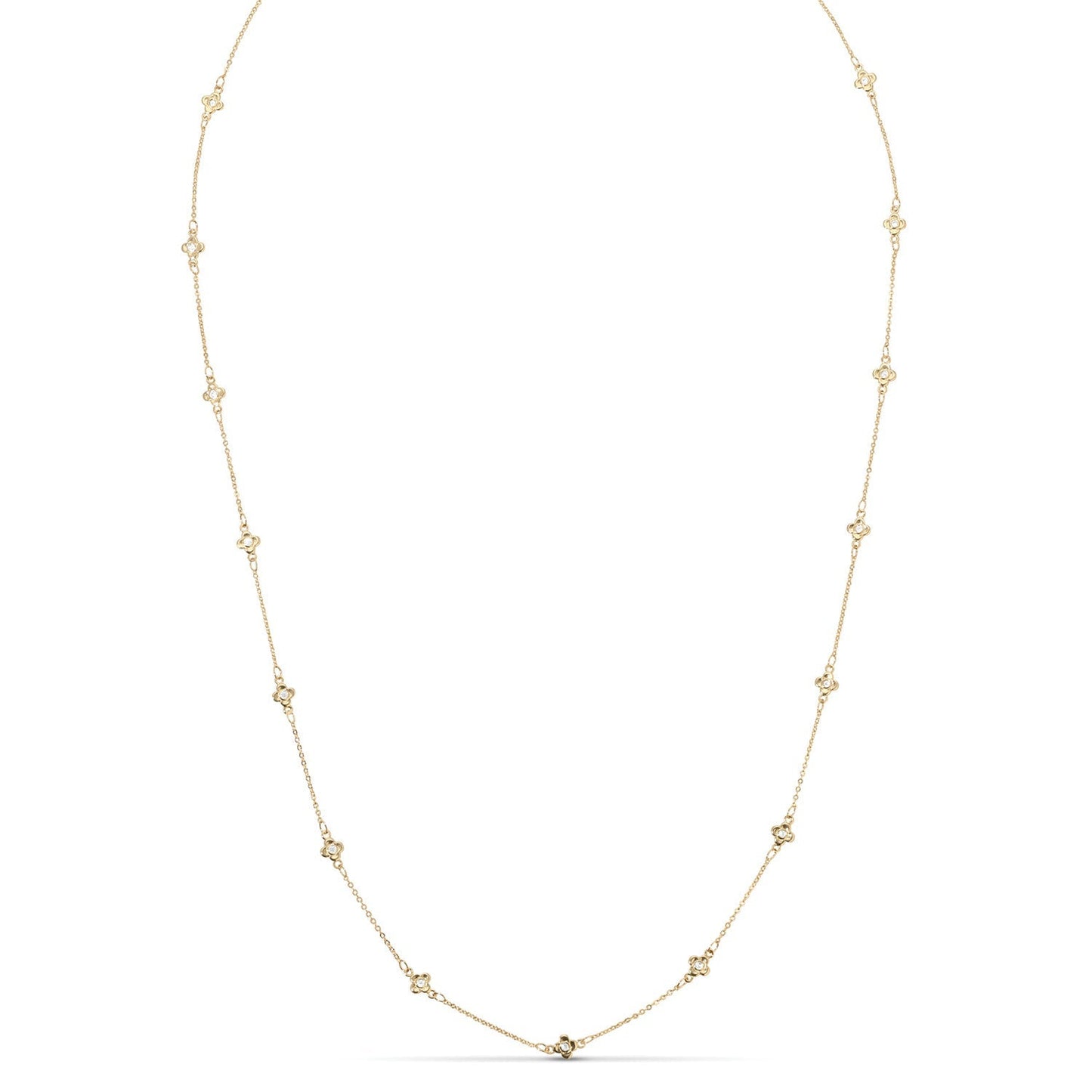 Delicate CZ Accented quatrefoil Accented Necklace