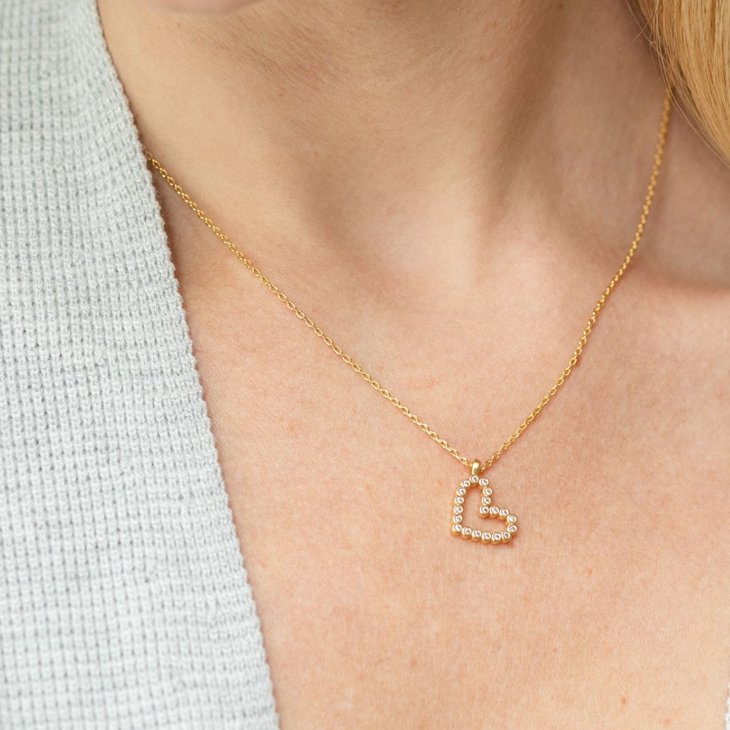 Delicate CZ Heart Pendant
